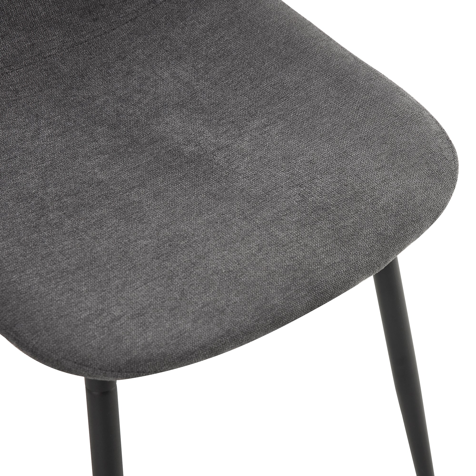 47.3" Modern Splicing Circular Dining Table with Double-Layer Storage ¨C 4 Black Linen-Cotton High-Resilience Chairs with Metal Legs, Table Linens Included