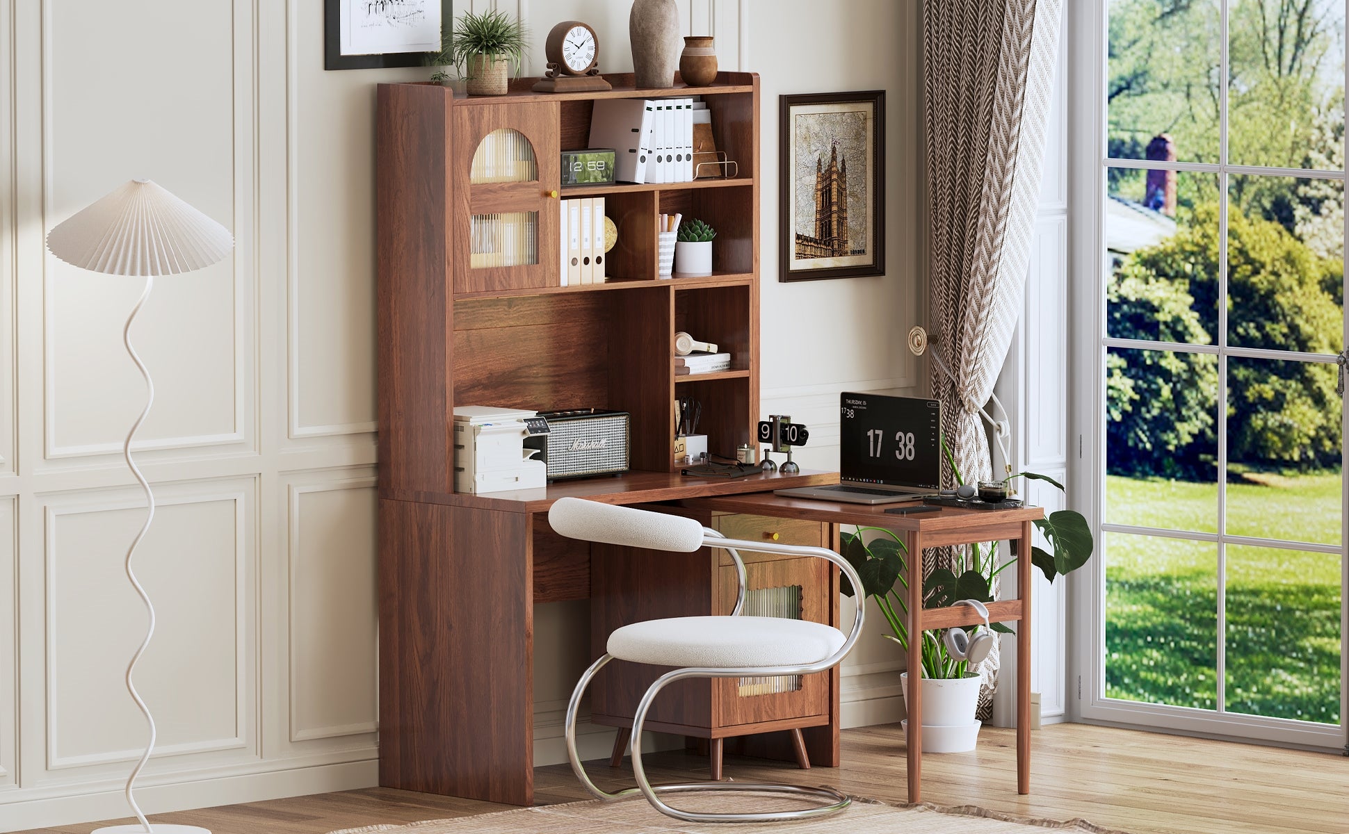 koorbiir G5 Gaming Desk with 90¡ã Rotating Desktop, 70" L-Shaped Computer Desk with Storage Drawers & Cabinets for Home Office