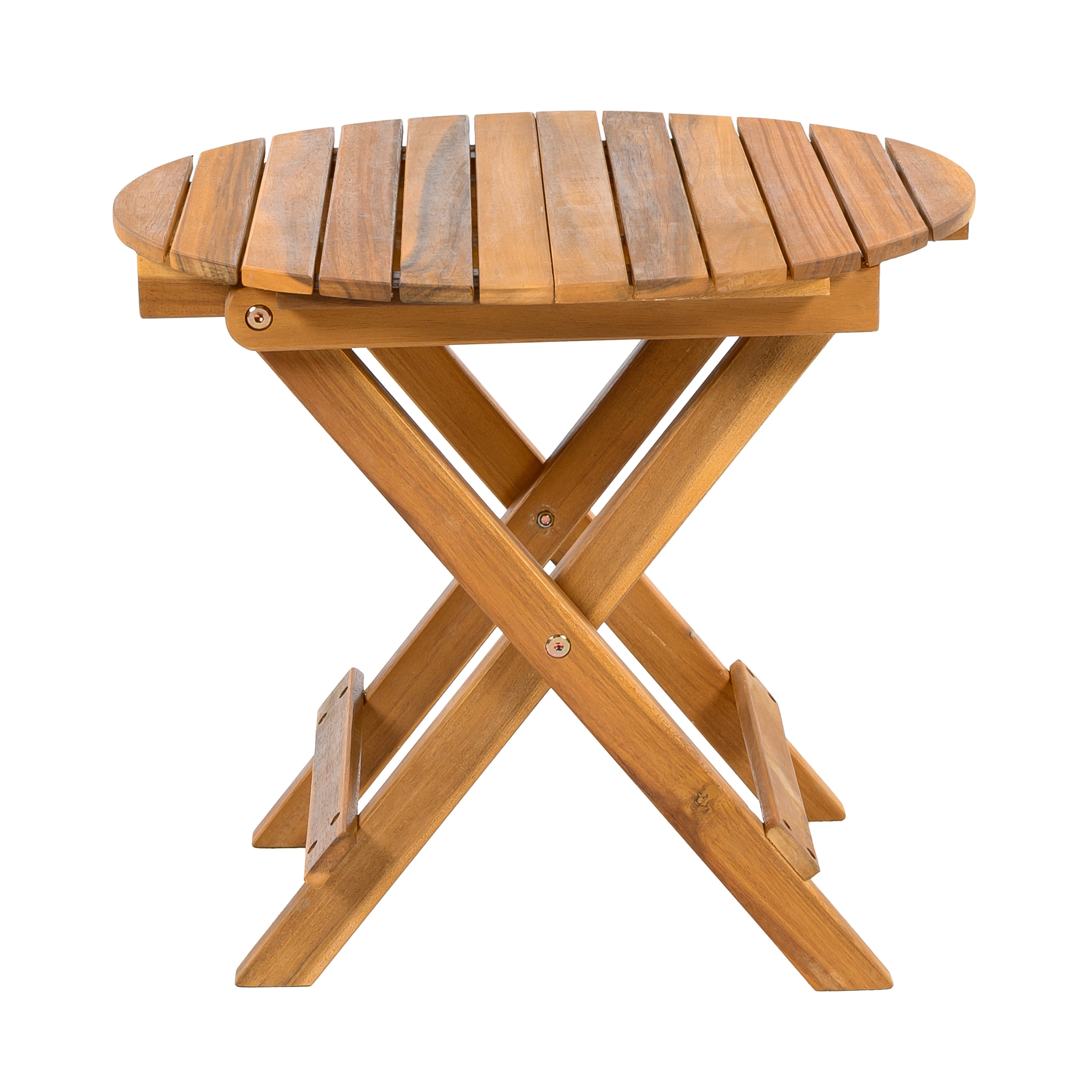 koorbiir f2 Foldable Table ¨C No Installation Needed, Adjustable Outdoor Acacia Wood Side Table in Teak Finish