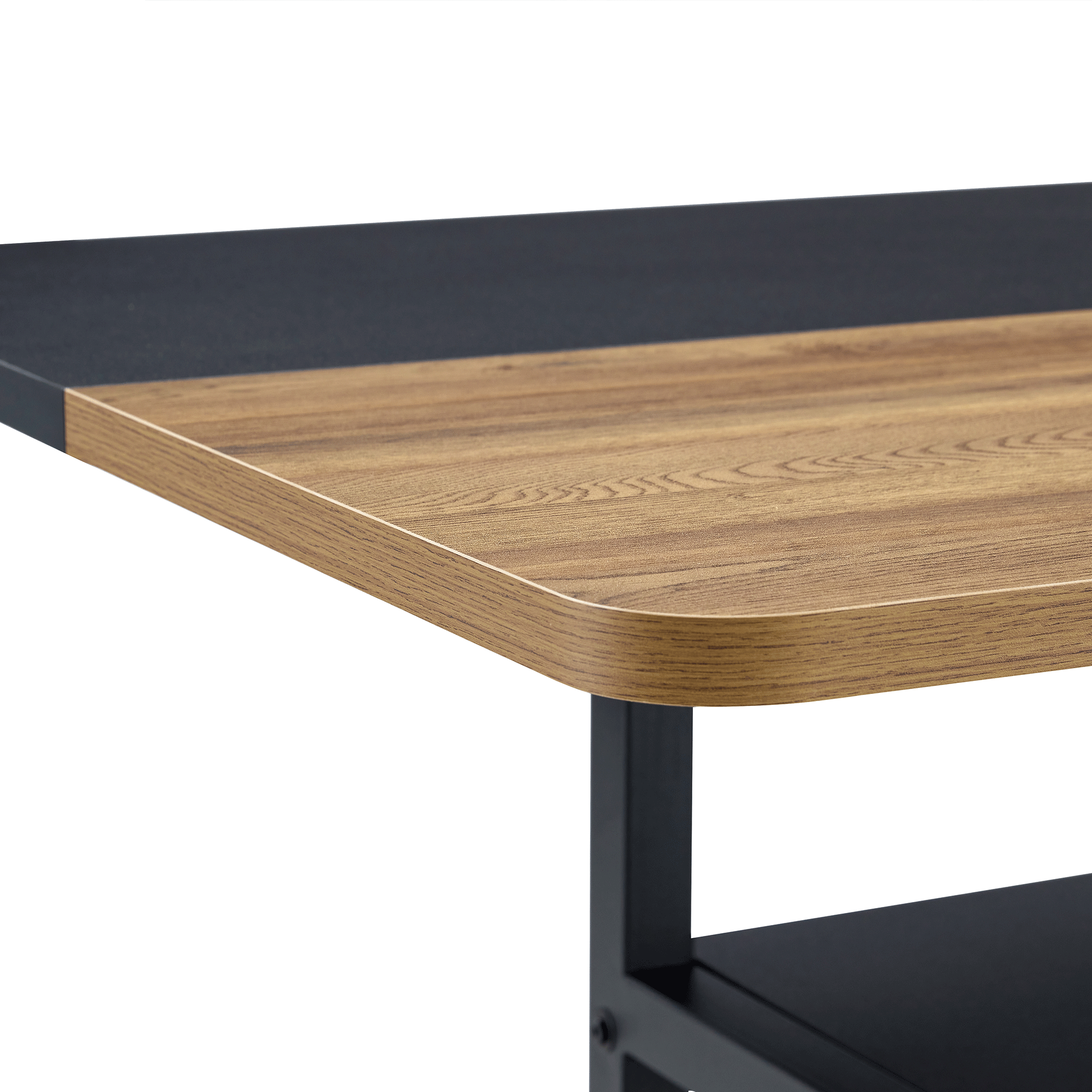 koorbiir ta3 71" x 35.4" Wooden & Black Spliced Dining Table with Middle Storage ¨C 6 Light Gray Linen Fabric Chairs, Sturdy Metal Frame, Table Linens Included