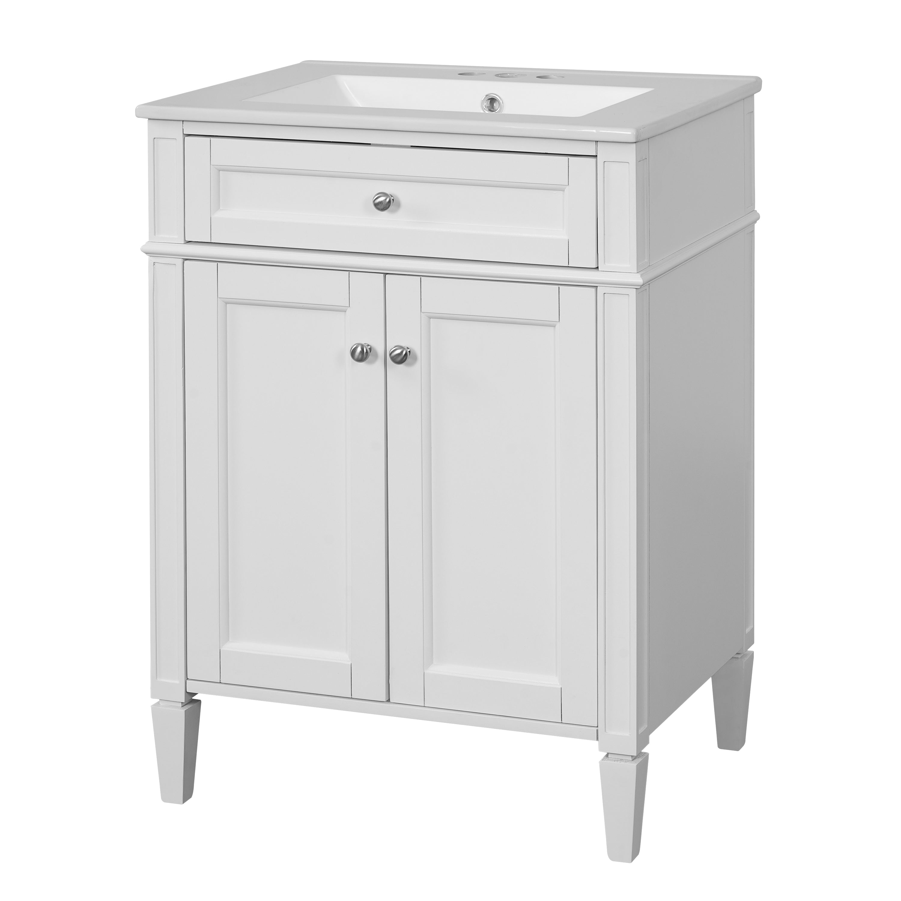 24 Bathroom Vanity Cabinet with Sink ¨C Soft-Closing Doors, Tip-Out Drawer & Organizers for Bathroom Organization