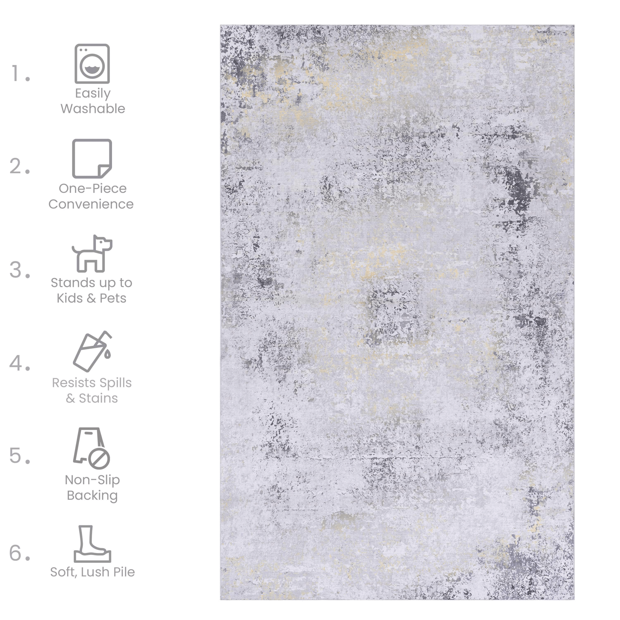 koorbiir G5 2'6 x 10' Gold & Gray Washable Runner Rug ¨C Durable Long Rugs for Hallway and Entryway - Koorbiir