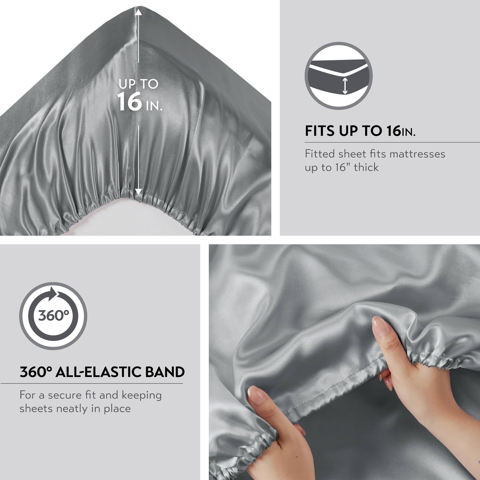 Satin Luxury Split King Sheet Set ¨C Smooth & Silky Bed Sheets & Pillowcases