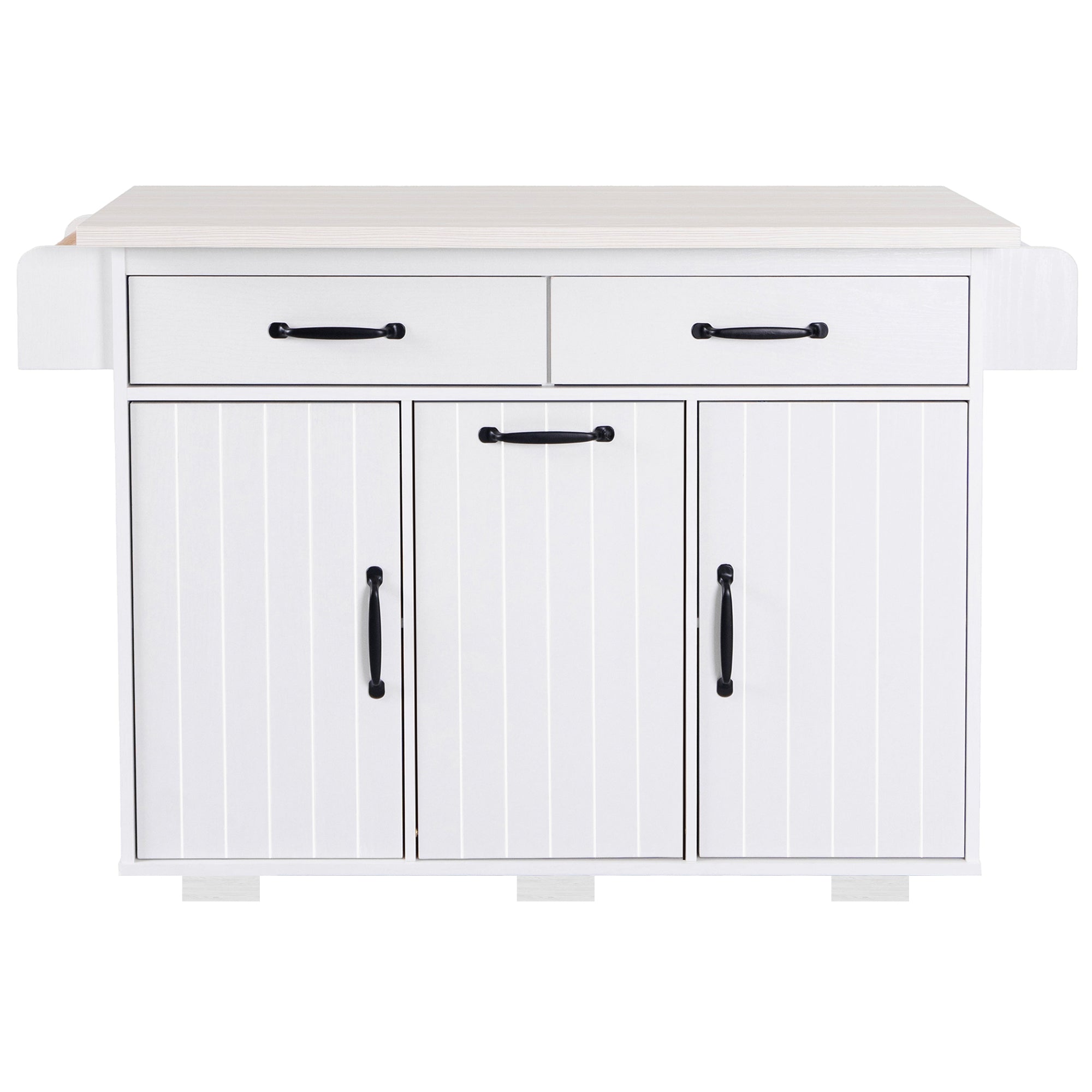koorbiir k3 K&K Kitchen Island with Trash Can Storage, Drop Leaf Countertop, Spice & Towel Rack, Drawer Cabinet ¨C Rolling Kitchen Cart with Adjustable Shelves for Kitchen Storage, White
