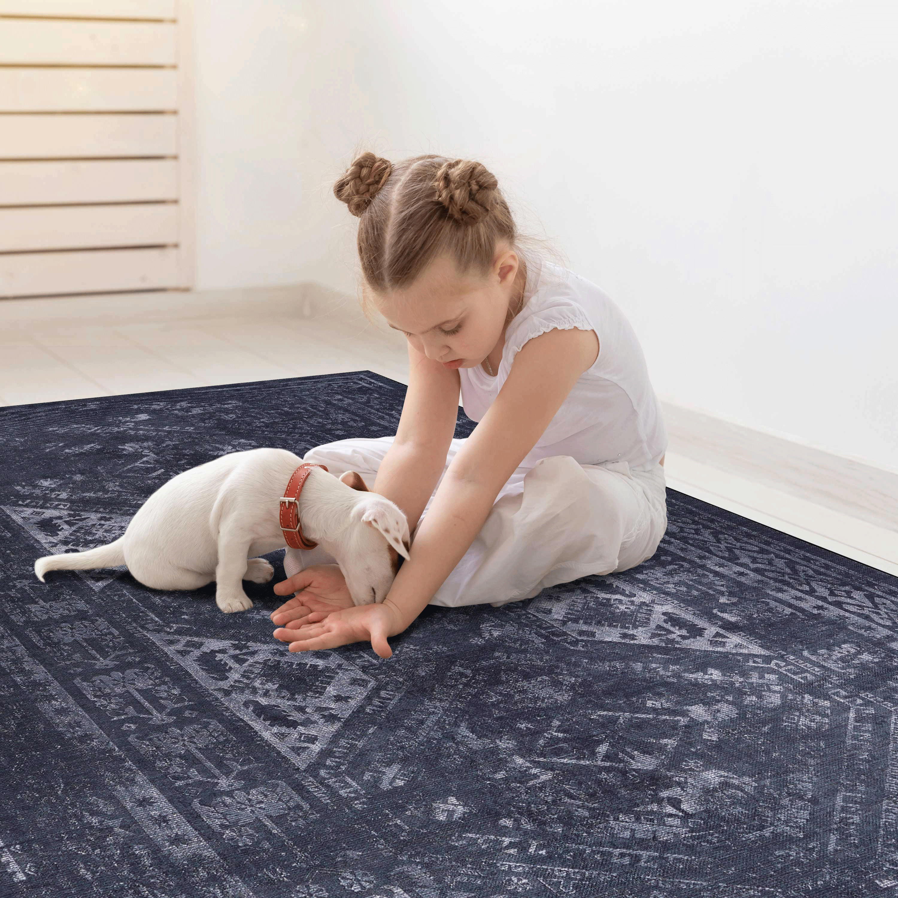 koorbiir R1 9x12 Black and Gray Washable Area Rug ¨C Durable Large Floor Rugs for Living Room and Bedroom