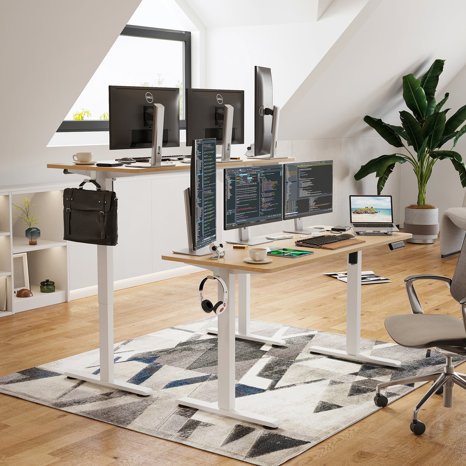 koorbiir d2 Electric Standing Desk with Adjustable Height, Home Office Sit-Stand Desk with Spliced Desktop