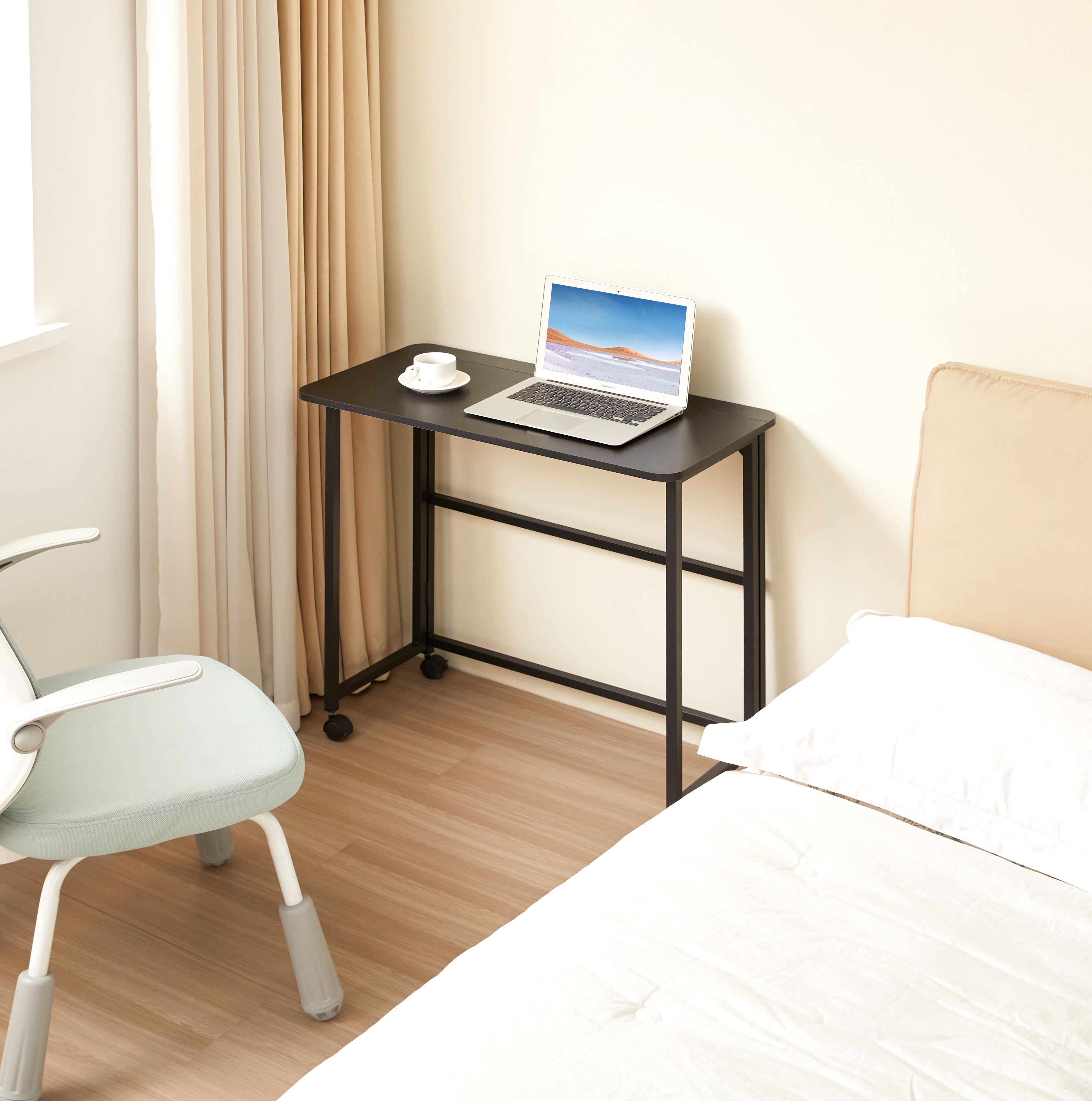 koorbiir f4 Foldable Table ¨C 31.5" White Small Folding Desk for Home Office, Bedroom, or Study (80¡Á58cm)