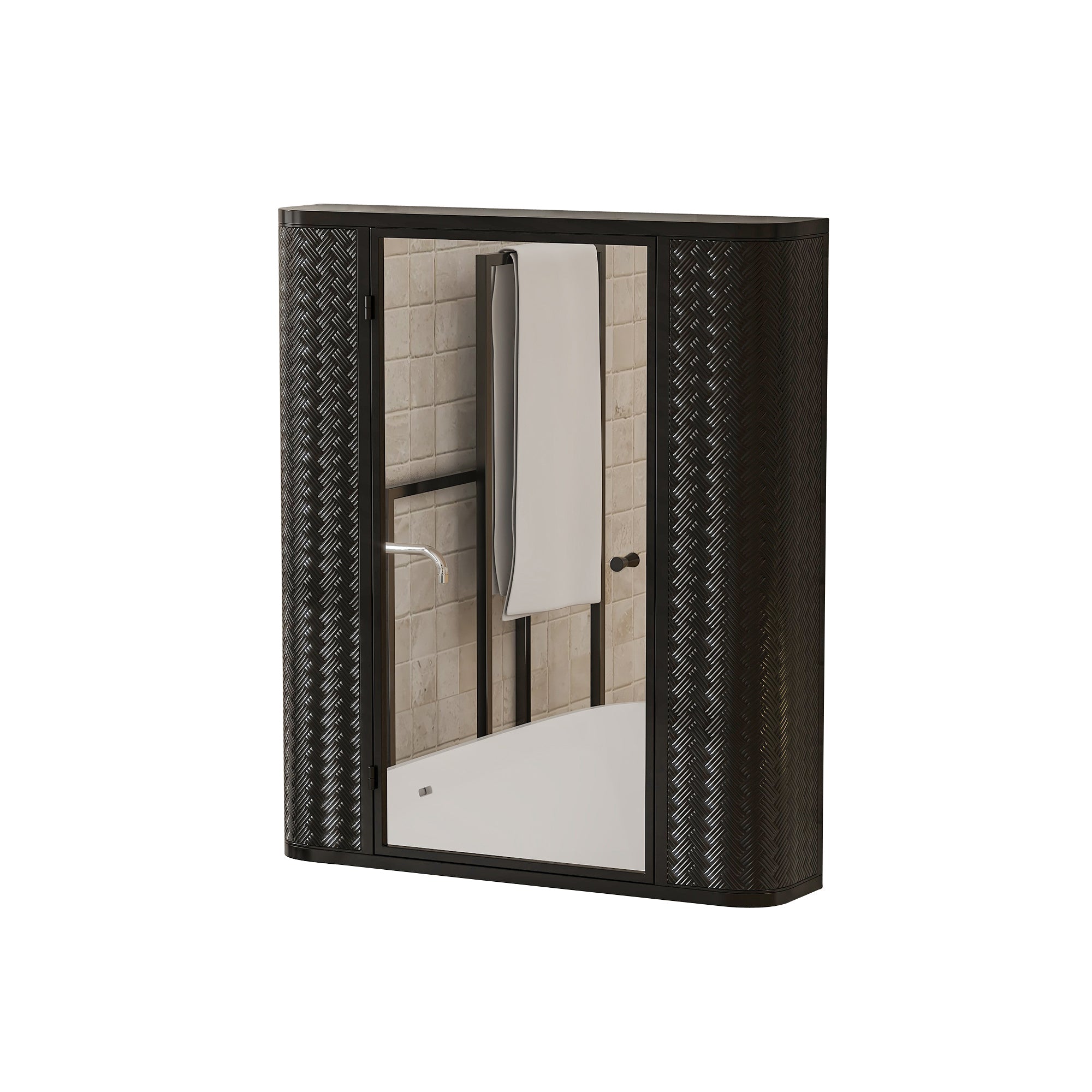 koorbiir ba5 Wall - Mounted Bathroom Cabinet with Mirror ¨C Metal Framed Medicine Cabinet with 2 Shelves for Modern Bathroom Organization - Koorbiir