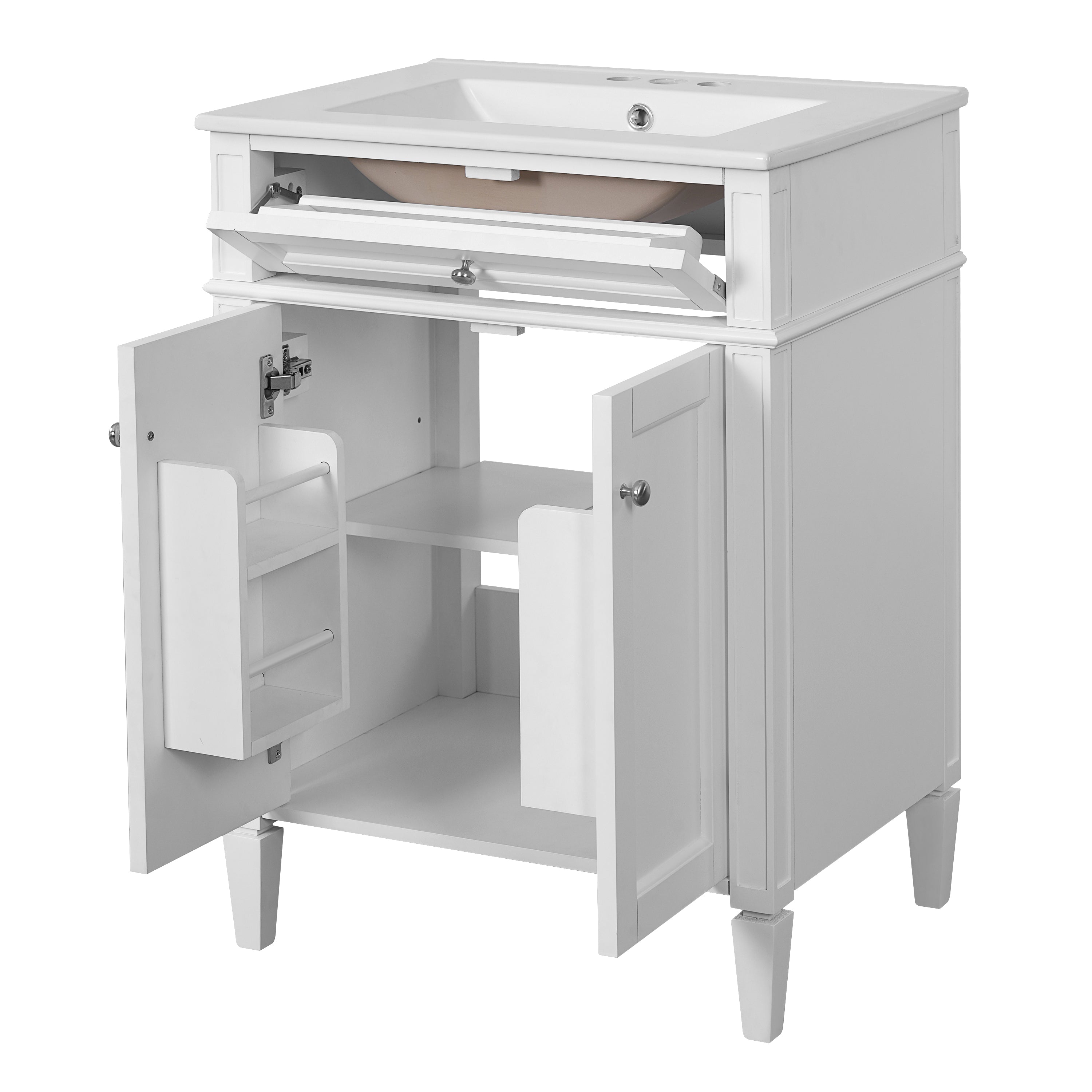 24 Bathroom Vanity Cabinet with Sink ¨C Soft-Closing Doors, Tip-Out Drawer & Organizers for Bathroom Organization