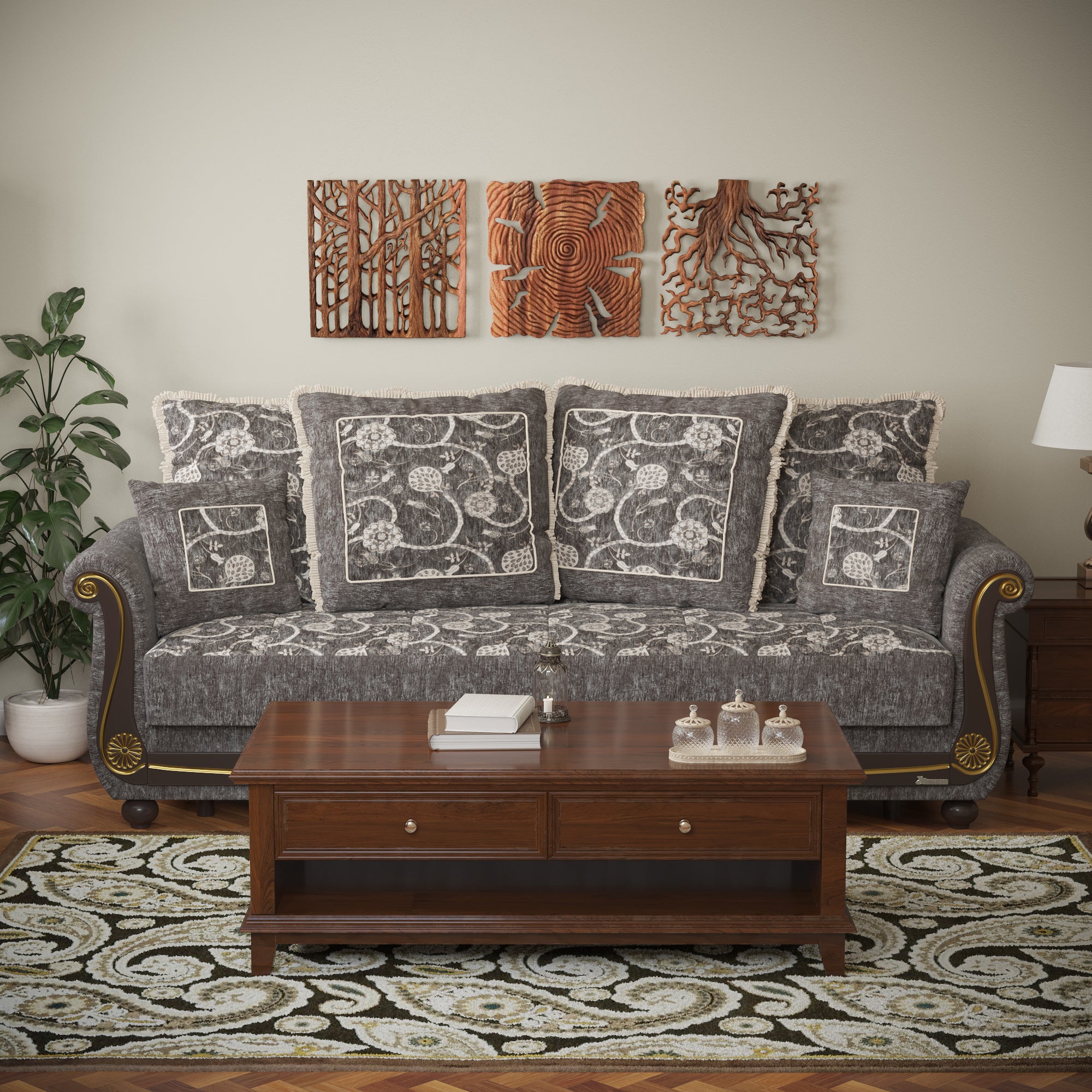 PrimeNest Timberline Collection Grey Upholstered Convertible Sofabed with Storage ¨C Bedding Collections for Living Room & Small Spaces