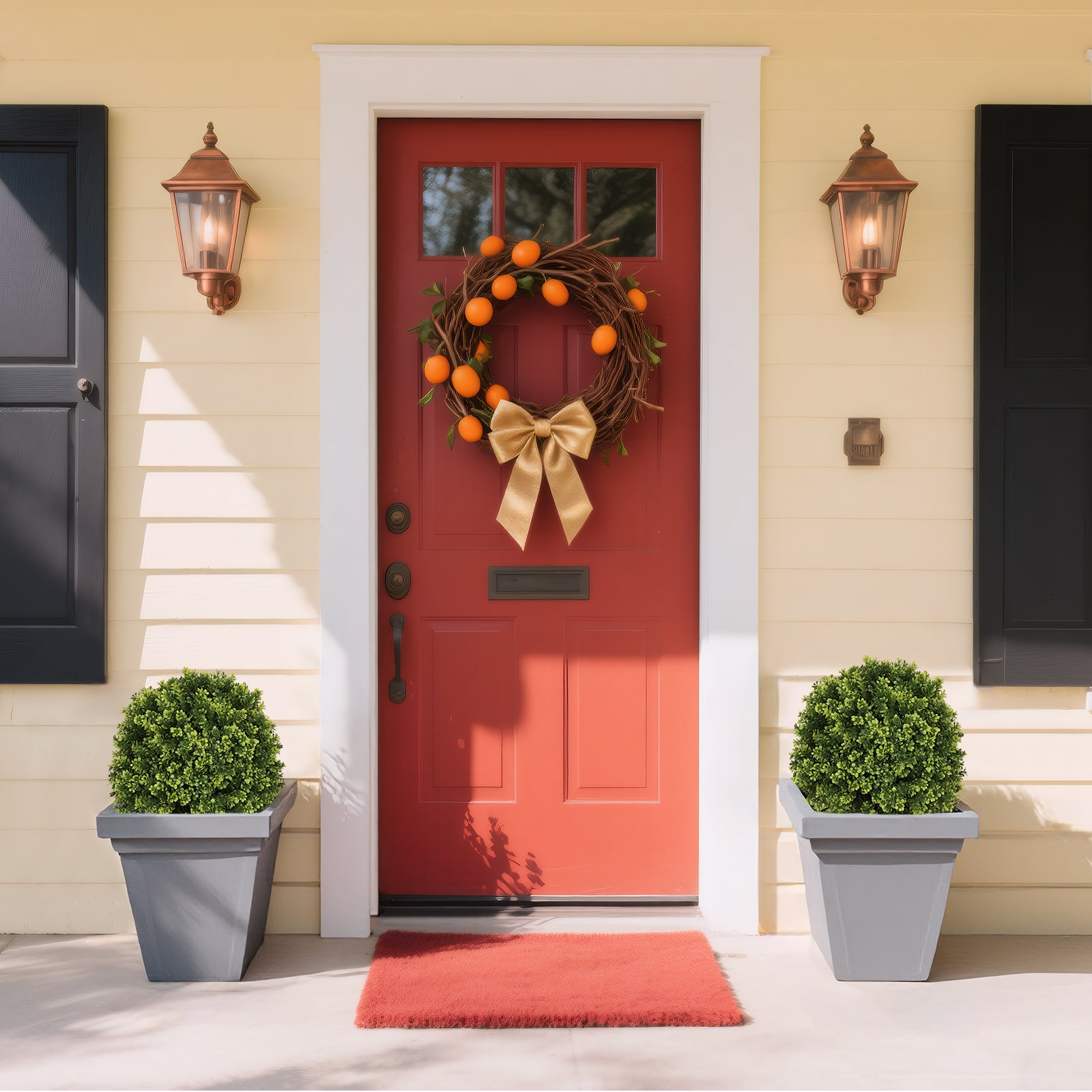 koorbiir ar3 55cm Artificial Flowers & Greenery Topiary Boxwood Ball Trees, UV Resistant Faux Shrubs for Outdoor Front Porch, Patio, Balcony & Home D¨¦cor, 2pcs/set