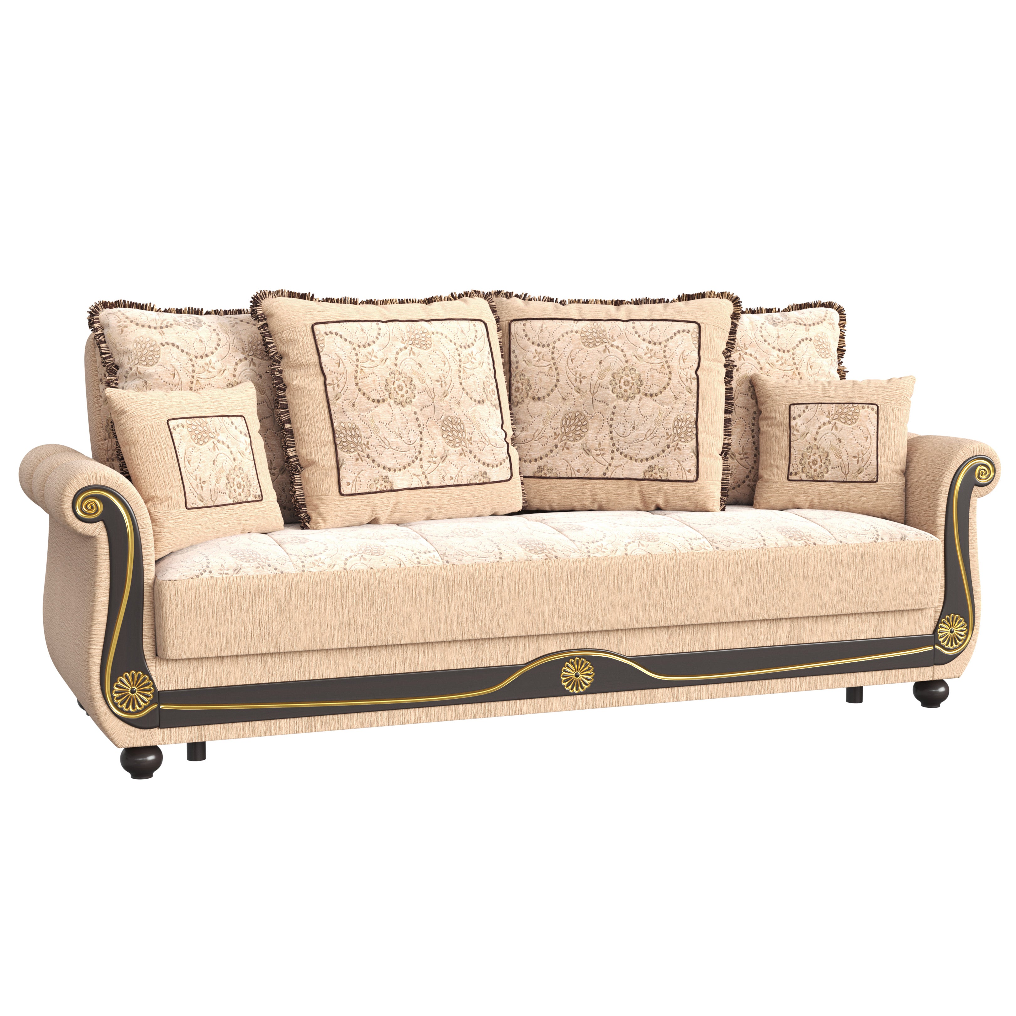 PrimeNest Timberline Collection Convertible Sofabed with Storage, Upholstered Sleeper Sofa Bed Beige ¨C Bedding Collections for Living Room & Small Spaces