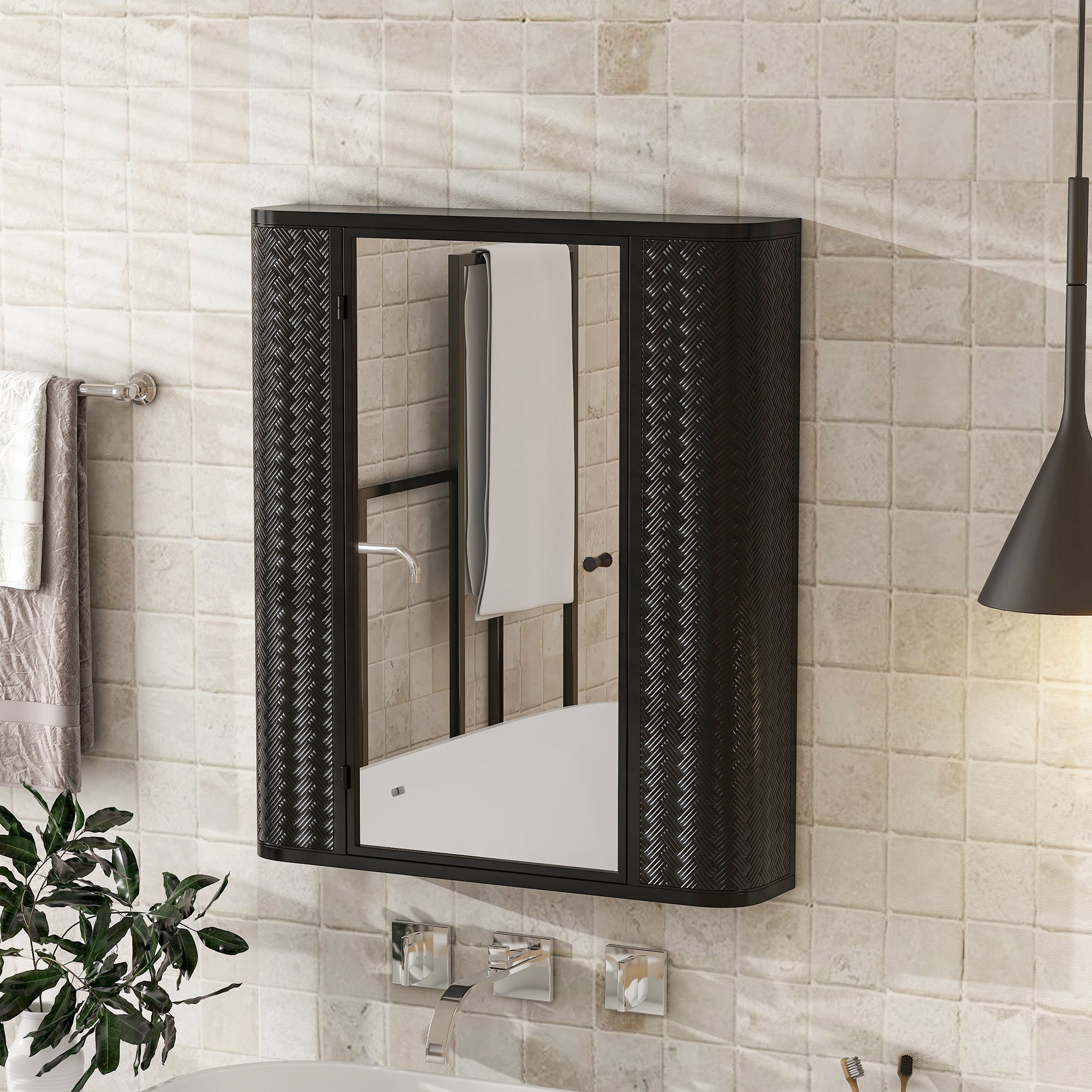koorbiir ba5 Wall - Mounted Bathroom Cabinet with Mirror ¨C Metal Framed Medicine Cabinet with 2 Shelves for Modern Bathroom Organization - Koorbiir