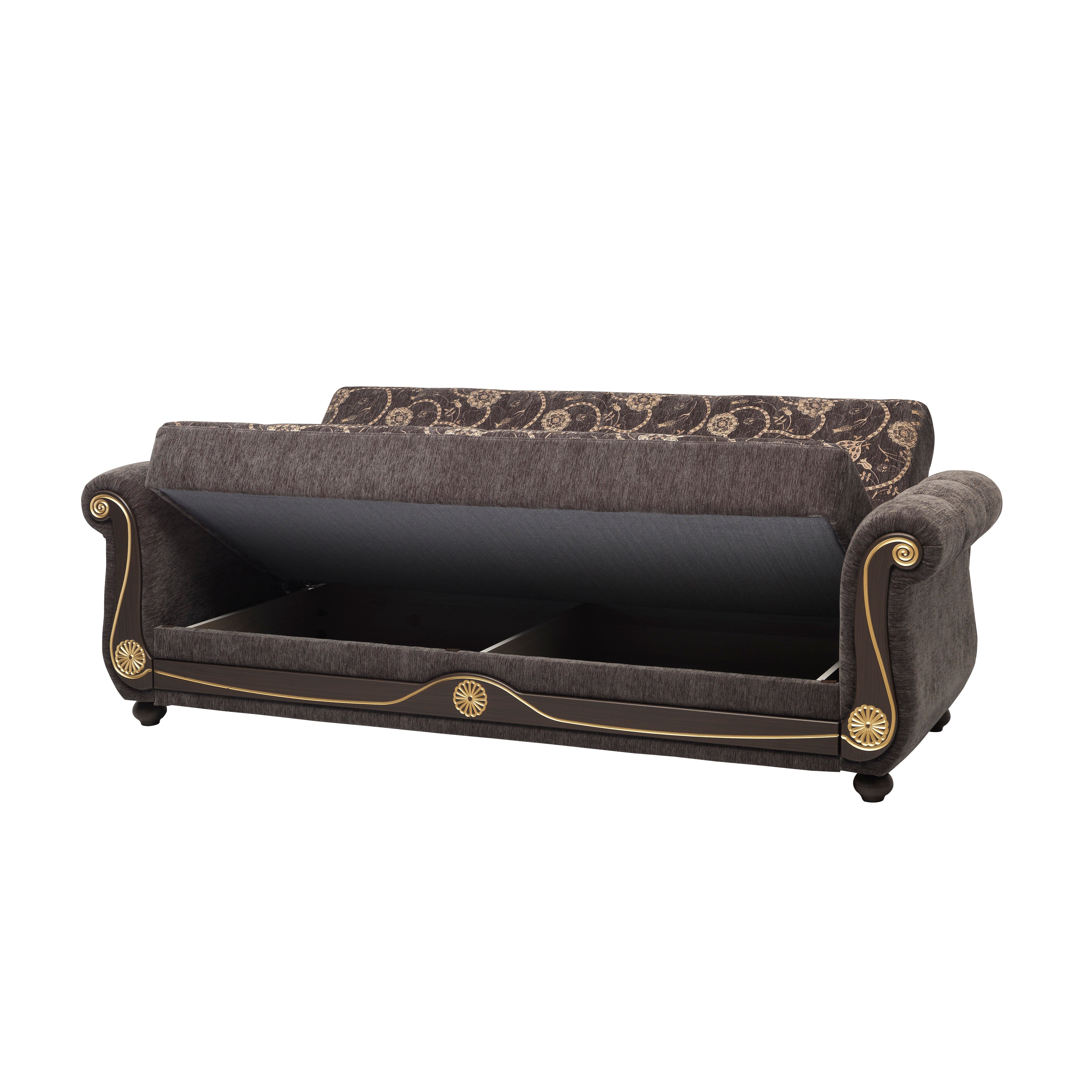 PrimeNest Timberline Collection Grey Upholstered Convertible Sofabed with Storage ¨C Bedding Collections for Living Room & Small Spaces