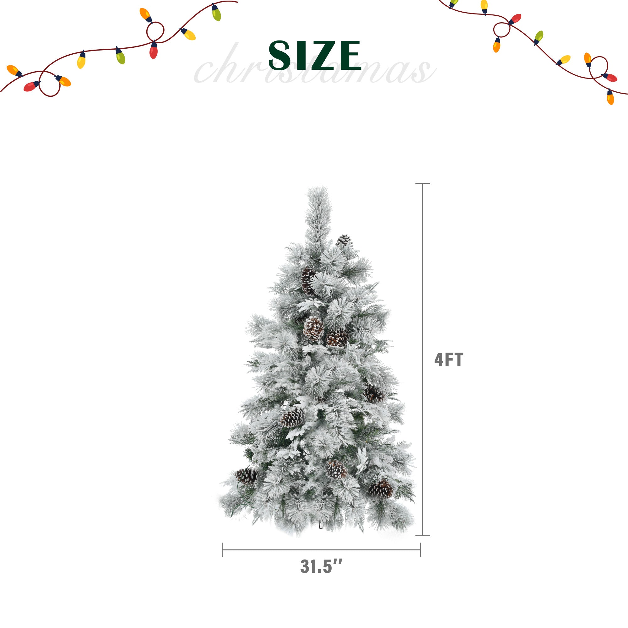 koorbiir ar5 6FT Pre-Lit Artificial Spruce Snow Flocked Christmas Tree with Pine Cones, 403 Branch Tips, 250 Multi-Color LED Lights, 11 Flashing Modes, Holiday D¨¦cor
