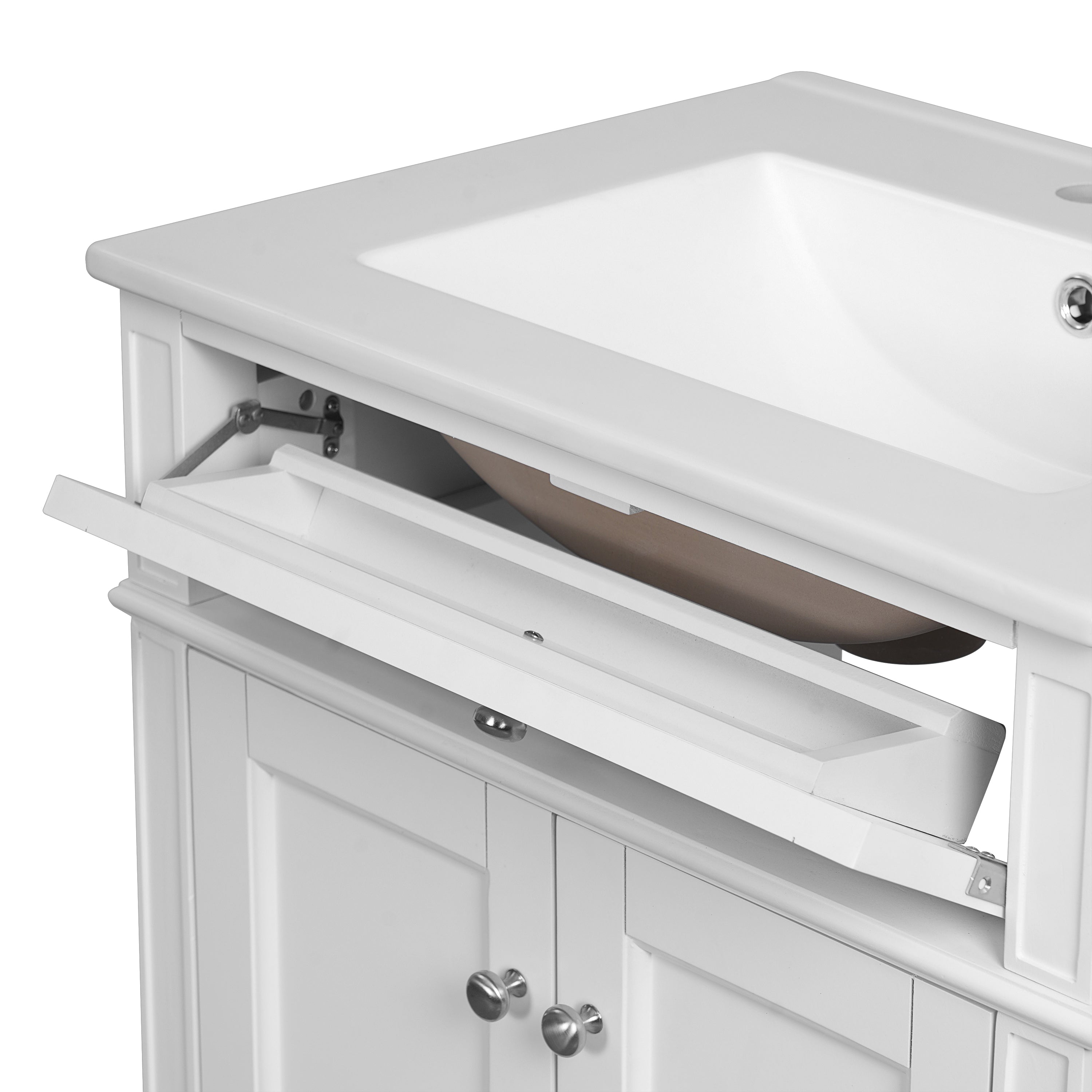 24 Bathroom Vanity Cabinet with Sink ¨C Soft-Closing Doors, Tip-Out Drawer & Organizers for Bathroom Organization