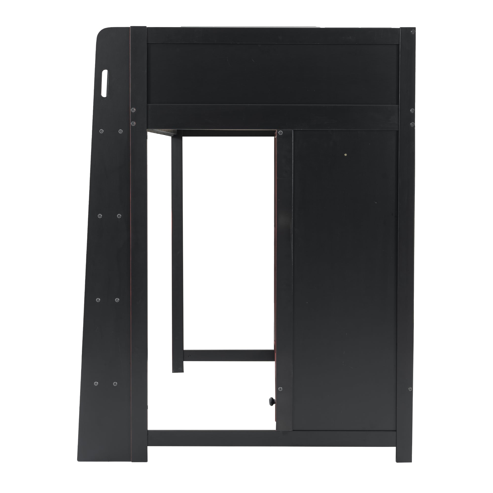 koorbiir G1 Wood Full-Size Gaming Loft Bed with Built-In Gaming Desk, Wardrobe, LED Lighting & Drawer ¨C Black