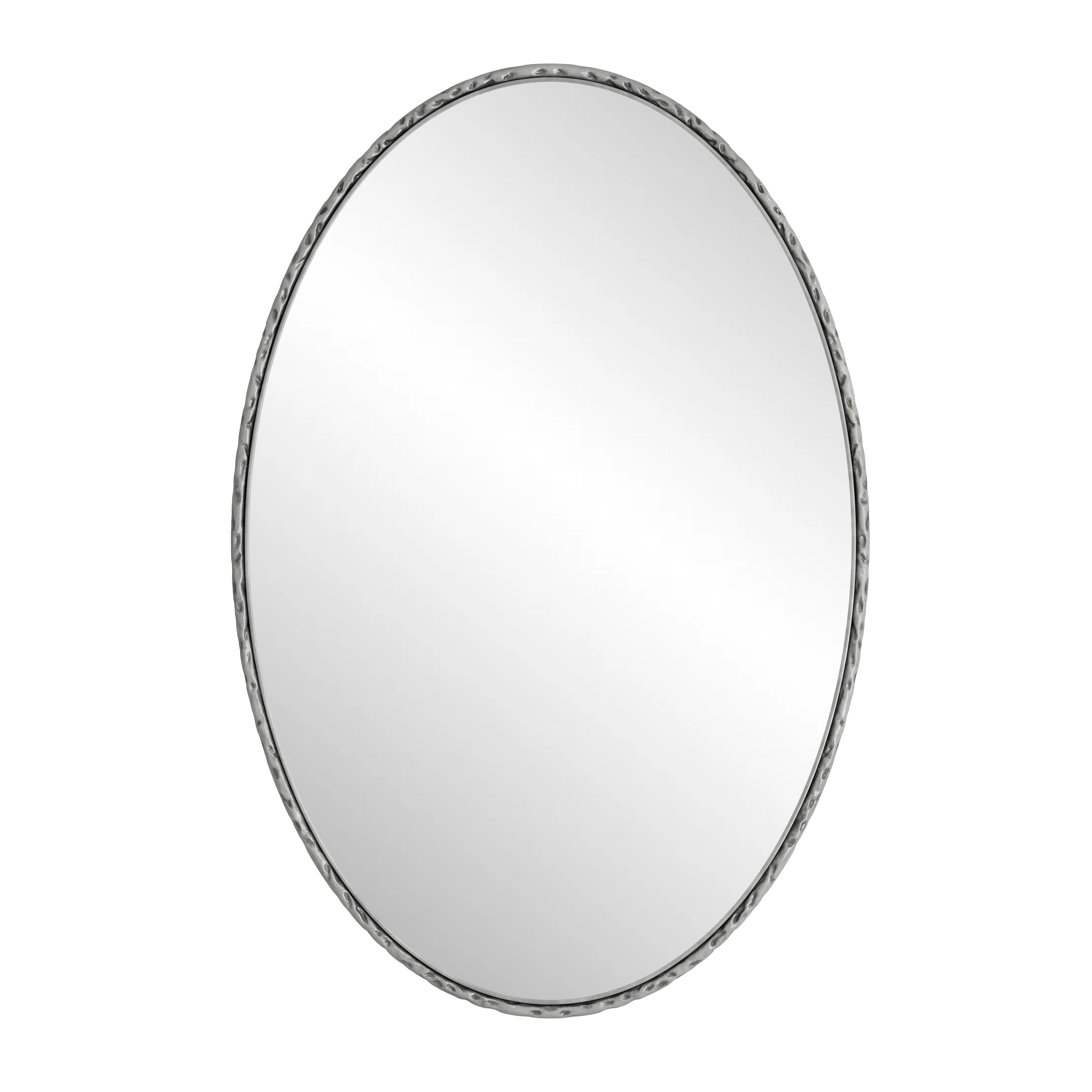 koorbiir w6 Iron Art Oval Retro Wall Mirror, Antique Silver Finish, Decorative Wall Hanging for Bathroom, Bedroom, Living Room