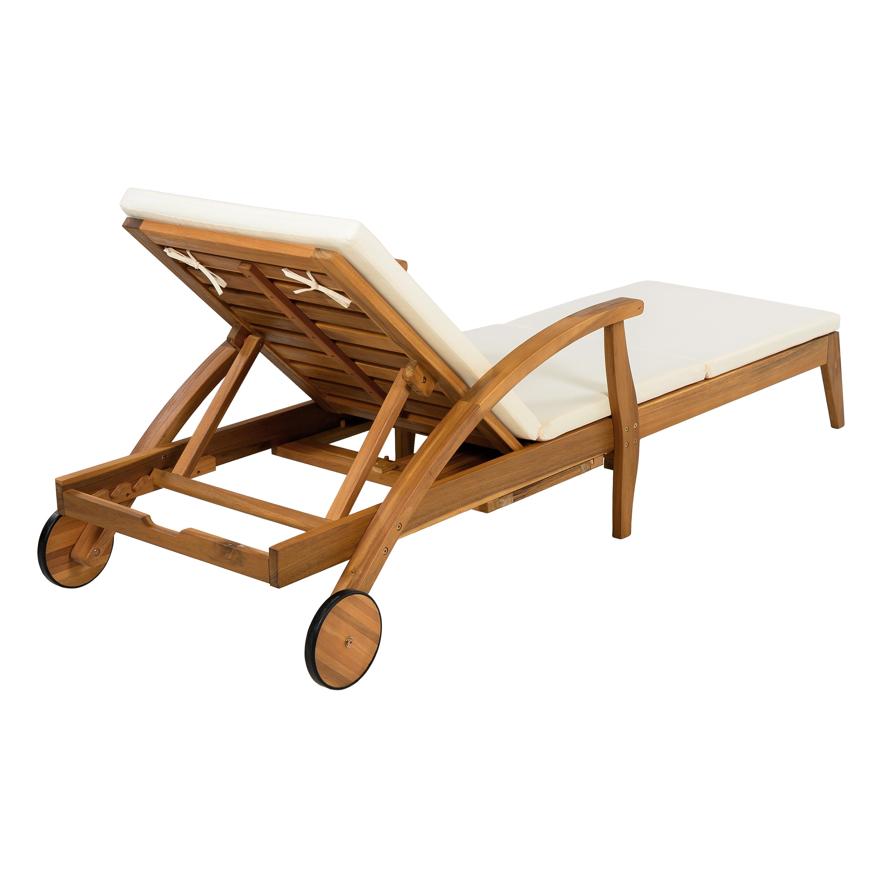koorbiir f2 Foldable Table ¨C No Installation Needed, Adjustable Outdoor Acacia Wood Side Table in Teak Finish