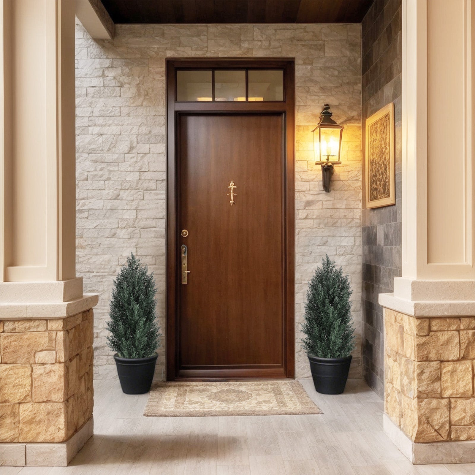 koorbiir ar2 120cm Artificial Green Pine Cypress Tree, Realistic Faux Plant for Indoor & Outdoor Decoration, 2pcs/set, Durable Plastic for Long - Term Use - Koorbiir