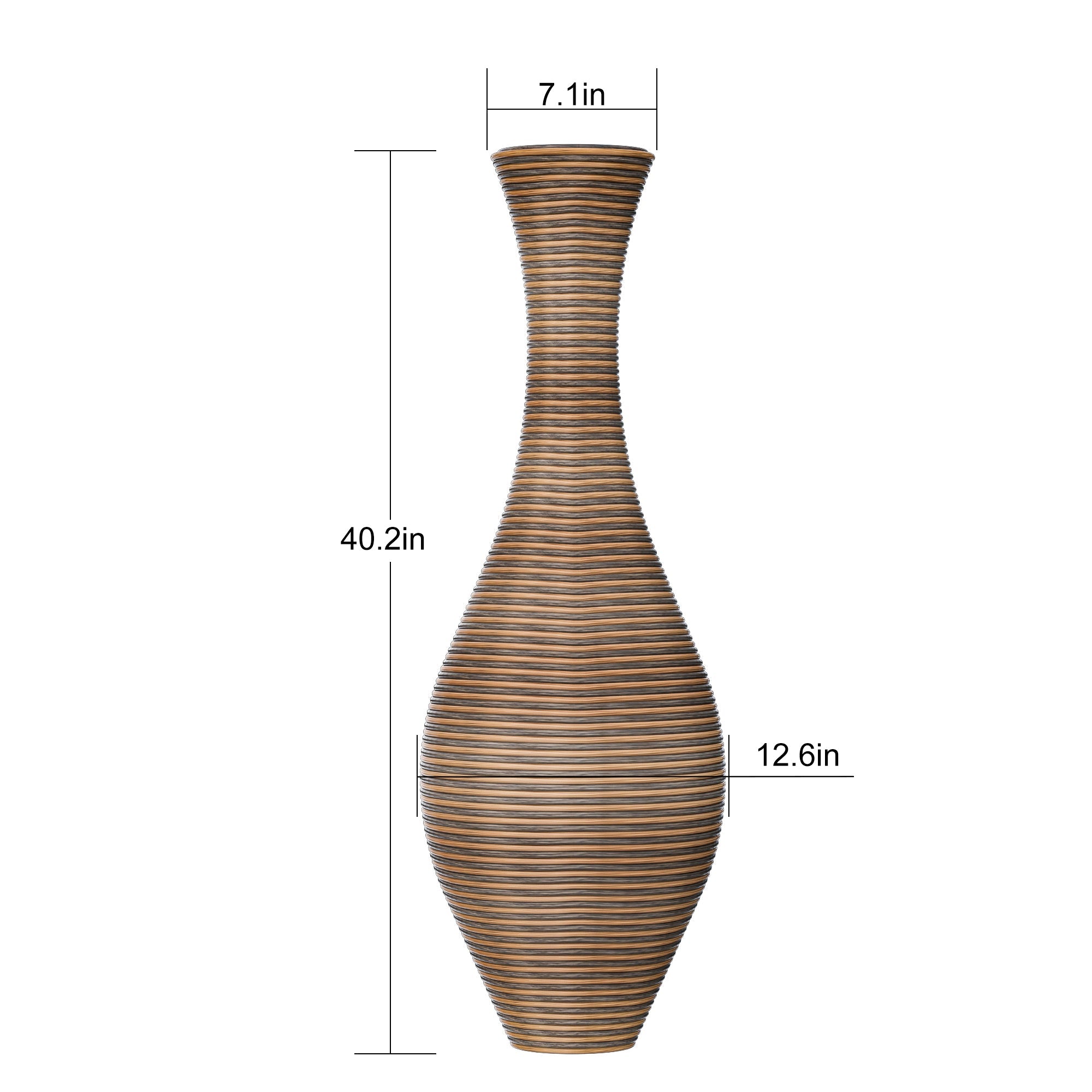 koorbiir va3 39 - Inch Tall Artificial Rattan Floor Vase in Beige ¨C Modern Decorative Vase for Living Room, Entryway, or Hallway ¨C Large Accent Vase for Dried or Silk Flowers - Koorbiir