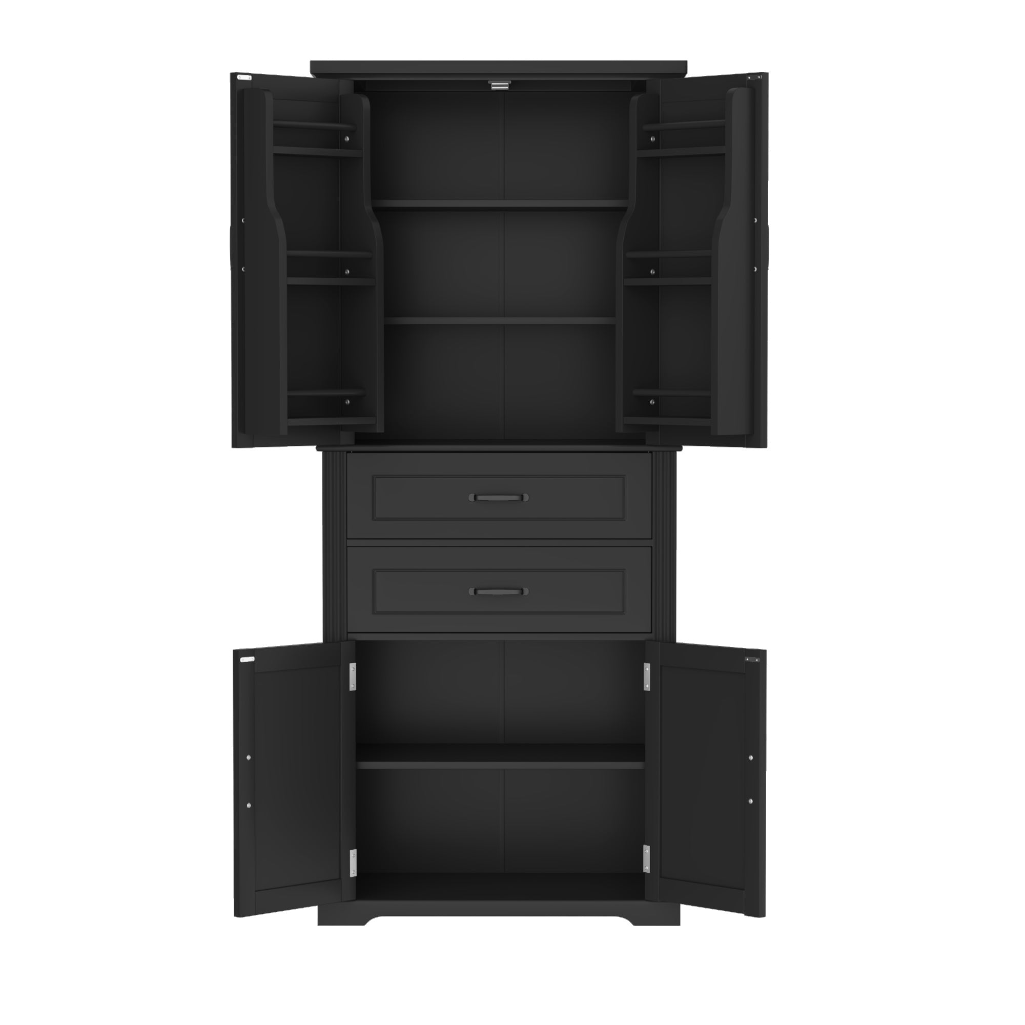 koorbiir k8 Black Storage Cabinet with Adjustable Shelves and 2 Smooth-Gliding Drawers ¨C Multi-Functional Kitchen, Bathroom, Dining, and Living Room Storage Solution