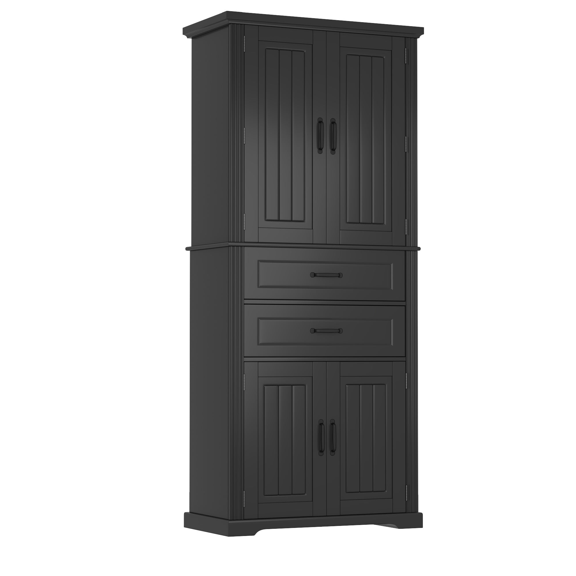 koorbiir k8 Black Storage Cabinet with Adjustable Shelves and 2 Smooth-Gliding Drawers ¨C Multi-Functional Kitchen, Bathroom, Dining, and Living Room Storage Solution