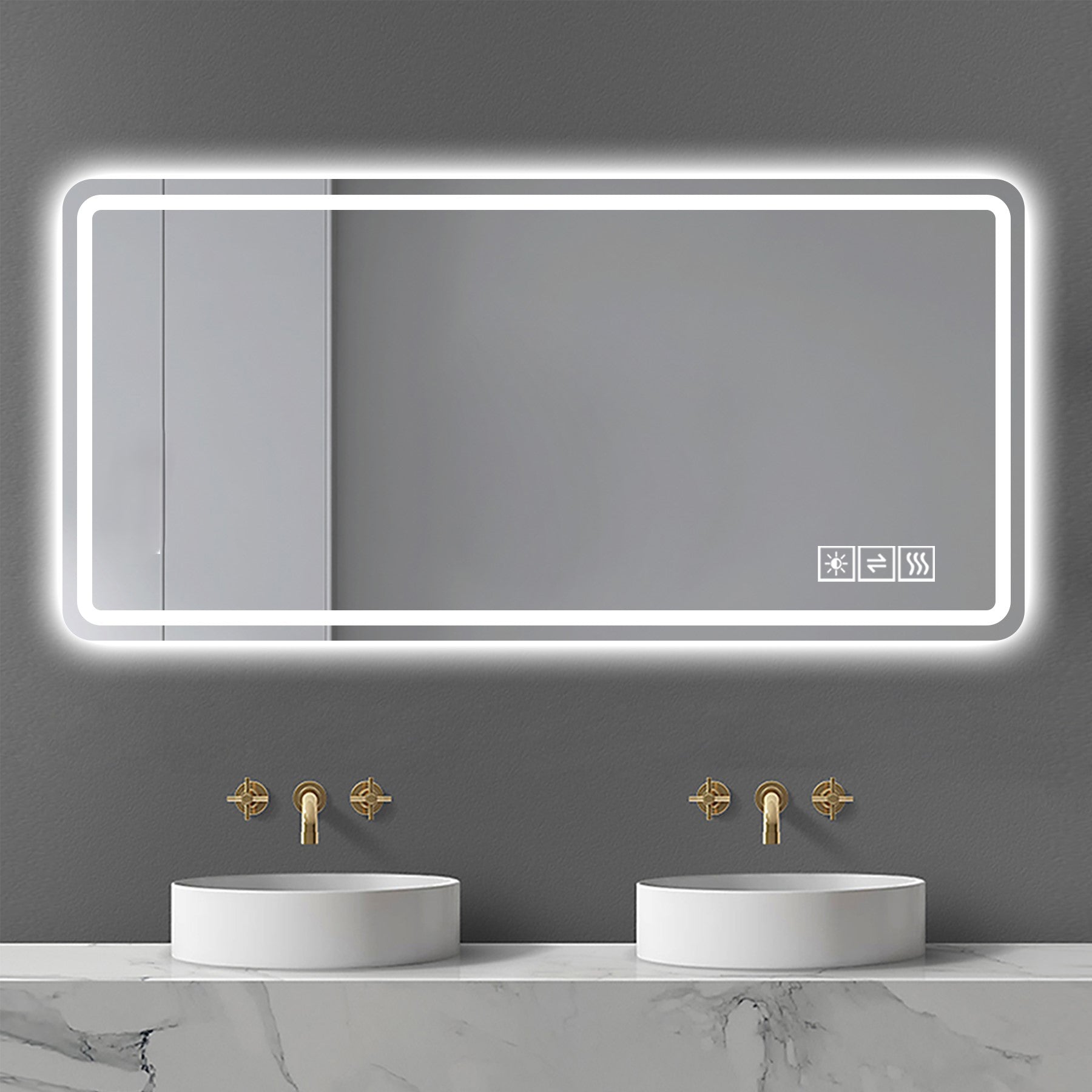 koorbiir mi2 28x60 LED Bathroom Vanity Mirror, Anti-Fog, Dimmable, Shatter-Proof Tempered Glass Wall Mirror for Bathroom Decor, Makeup, and Shaving