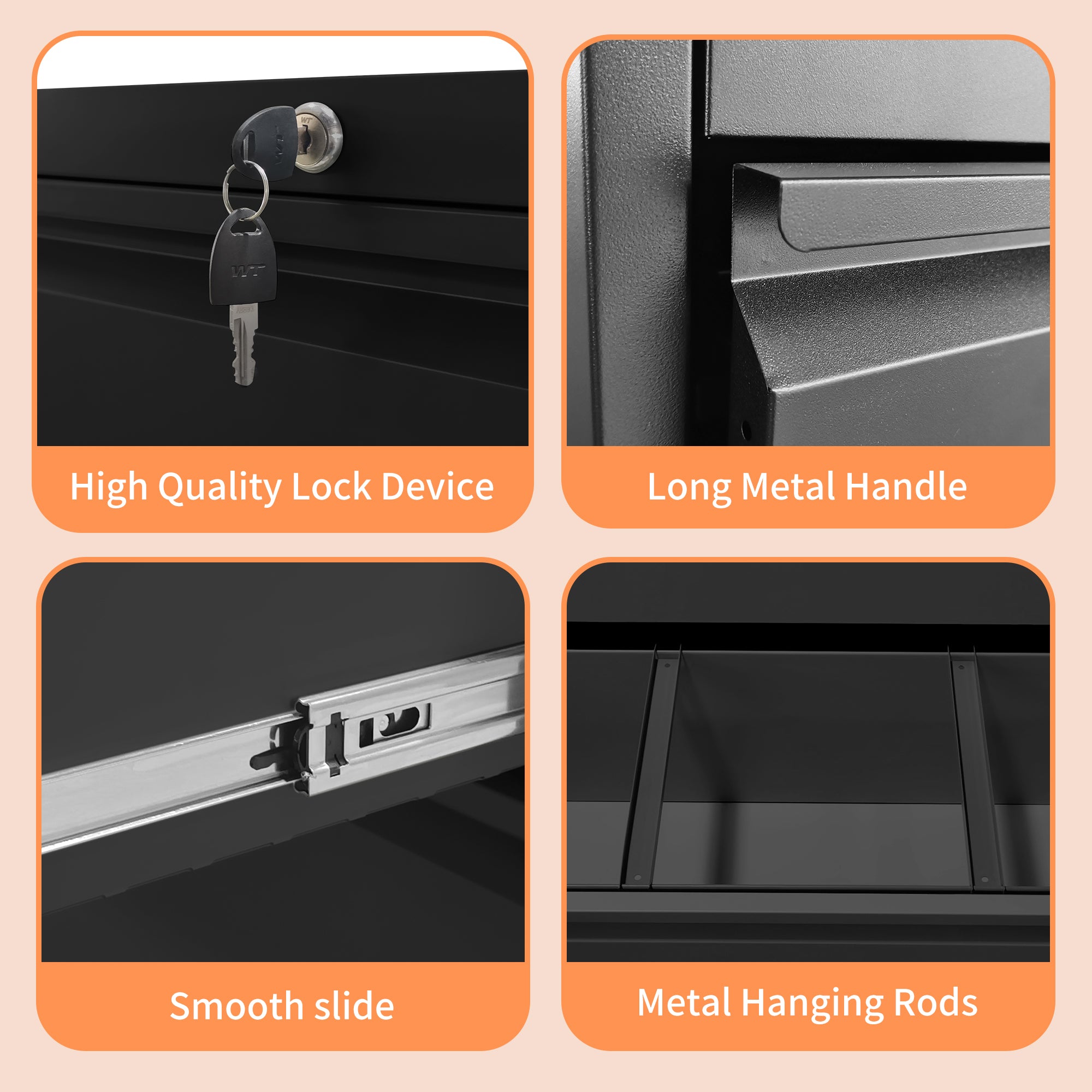 4-Drawer Lateral File Cabinet with Lock ¨C Black Lockable Office Cabinet for Home, Legal, Letter, A4, F4 Documents