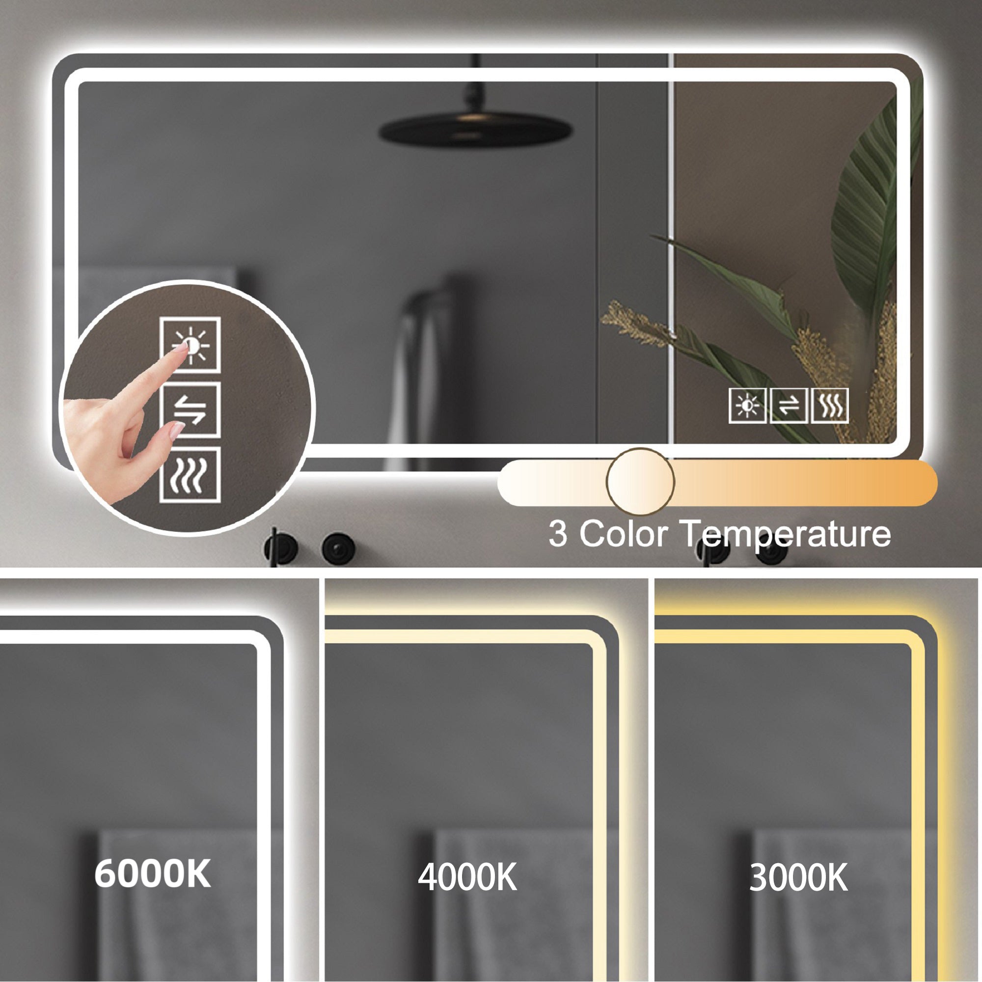 koorbiir mi2 28x60 LED Bathroom Vanity Mirror, Anti-Fog, Dimmable, Shatter-Proof Tempered Glass Wall Mirror for Bathroom Decor, Makeup, and Shaving
