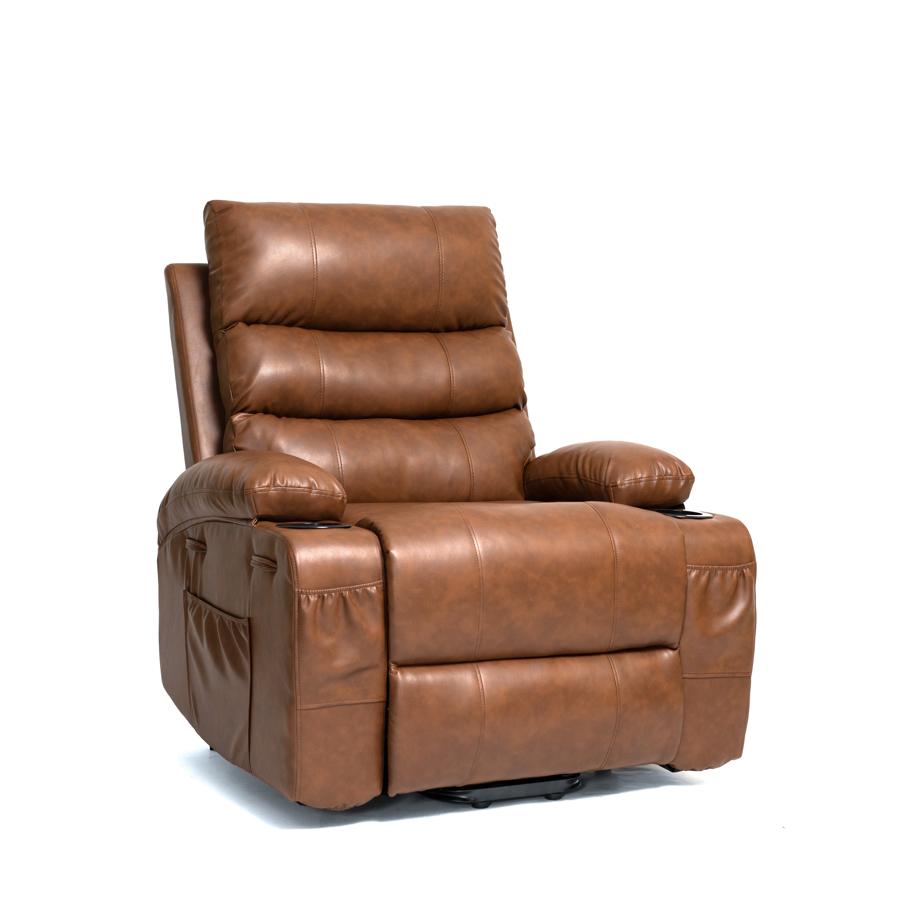 21" Electric Power Lift Recliner Chair Sofa for Elderly with 8-Point Vibration Massage, Lumbar Heat, Remote Control, Side Pockets & Cup Holders