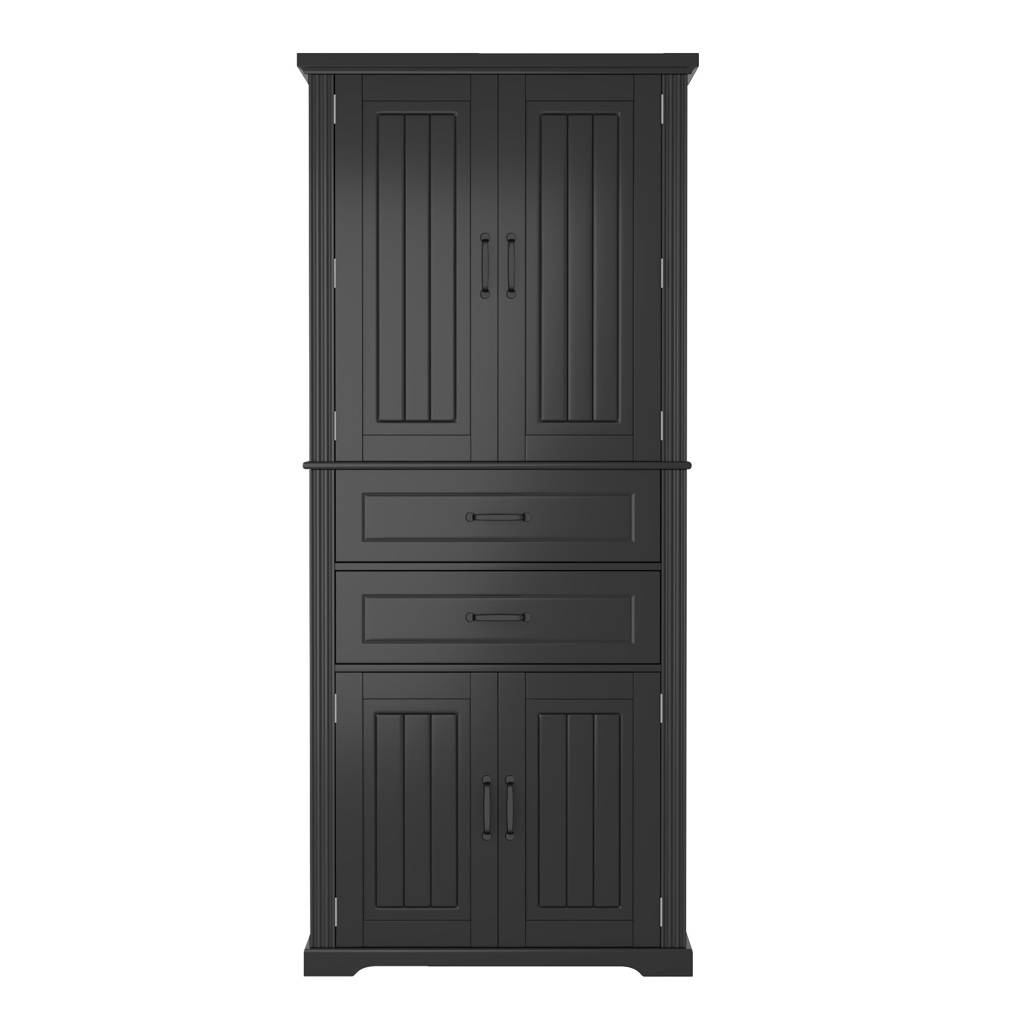koorbiir k8 Black Storage Cabinet with Adjustable Shelves and 2 Smooth-Gliding Drawers ¨C Multi-Functional Kitchen, Bathroom, Dining, and Living Room Storage Solution