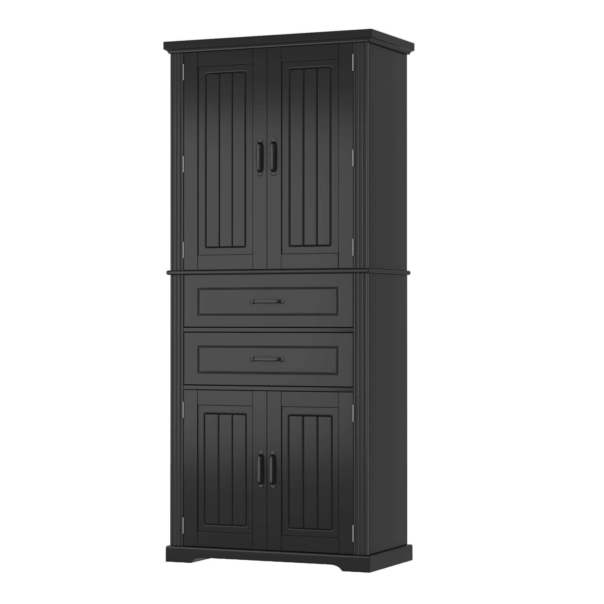 koorbiir k8 Black Storage Cabinet with Adjustable Shelves and 2 Smooth-Gliding Drawers ¨C Multi-Functional Kitchen, Bathroom, Dining, and Living Room Storage Solution