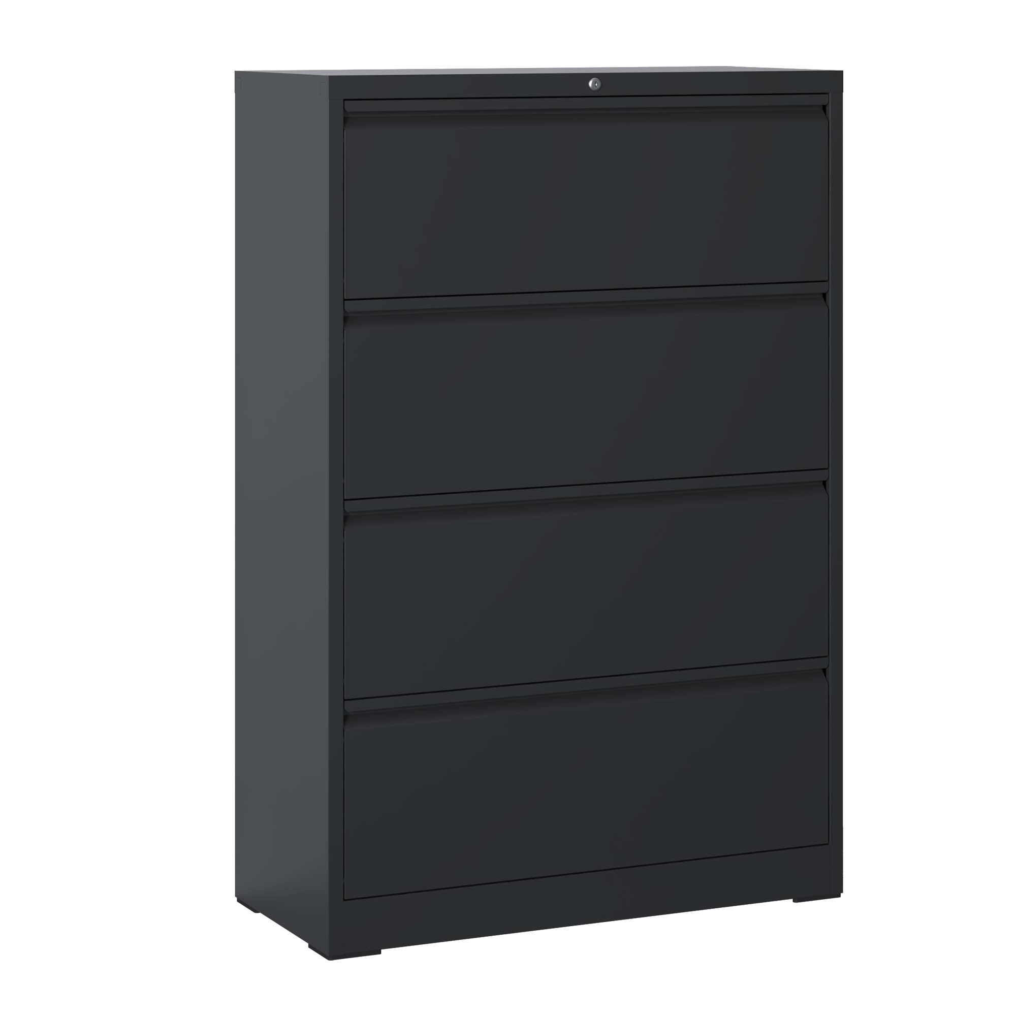 koorbiir of3 4 - Drawer Lateral File Cabinet with Lock ¨C Black Lockable Office Cabinet for Home, Legal, Letter, A4, F4 Documents - Koorbiir