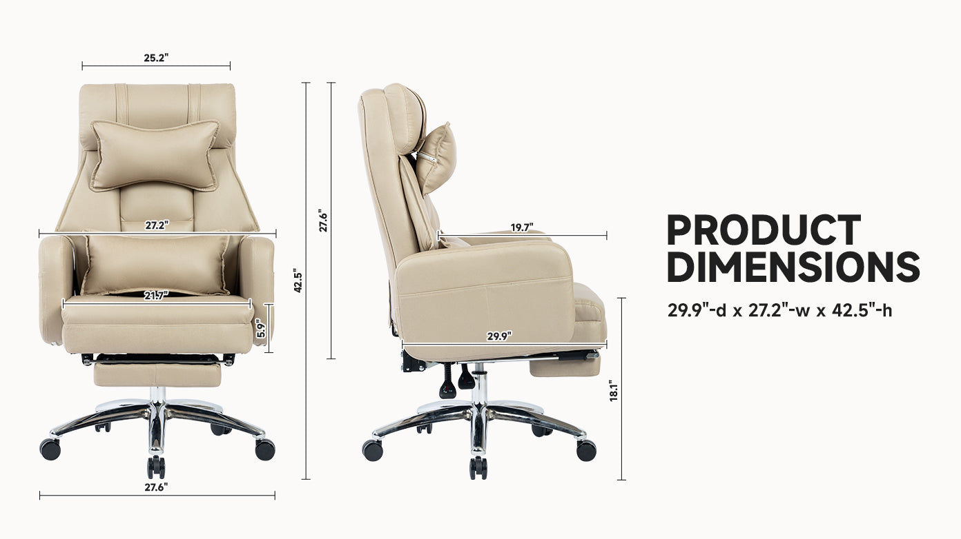 koorbiir o1 Ergonomic Swivel Office Chair with Lumbar Support & Headrest ¨C High Back Reclining Computer Chair, Beige