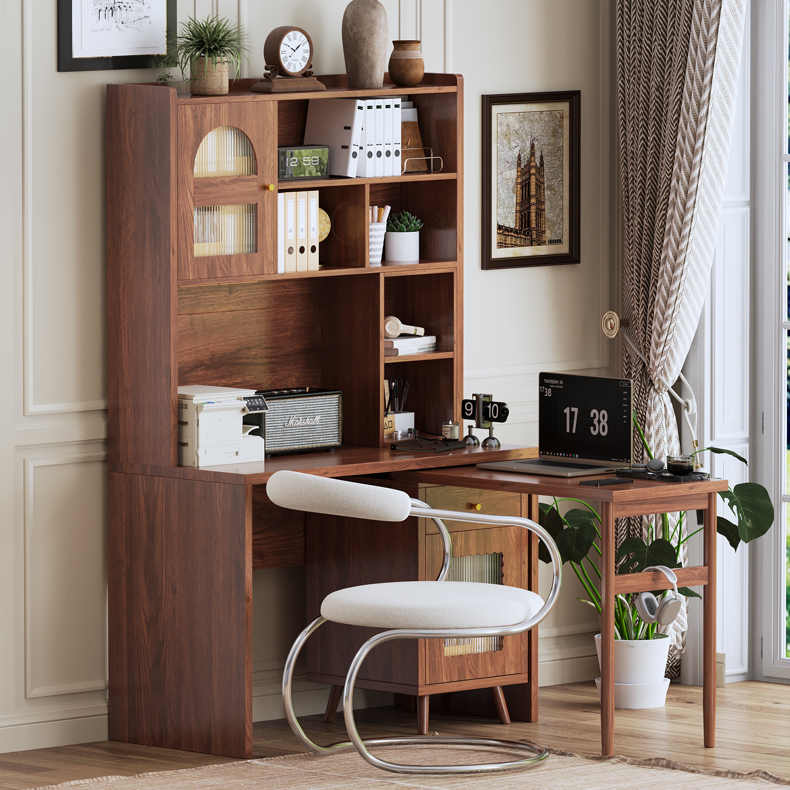 koorbiir G5 Gaming Desk with 90¡ã Rotating Desktop, 70" L-Shaped Computer Desk with Storage Drawers & Cabinets for Home Office