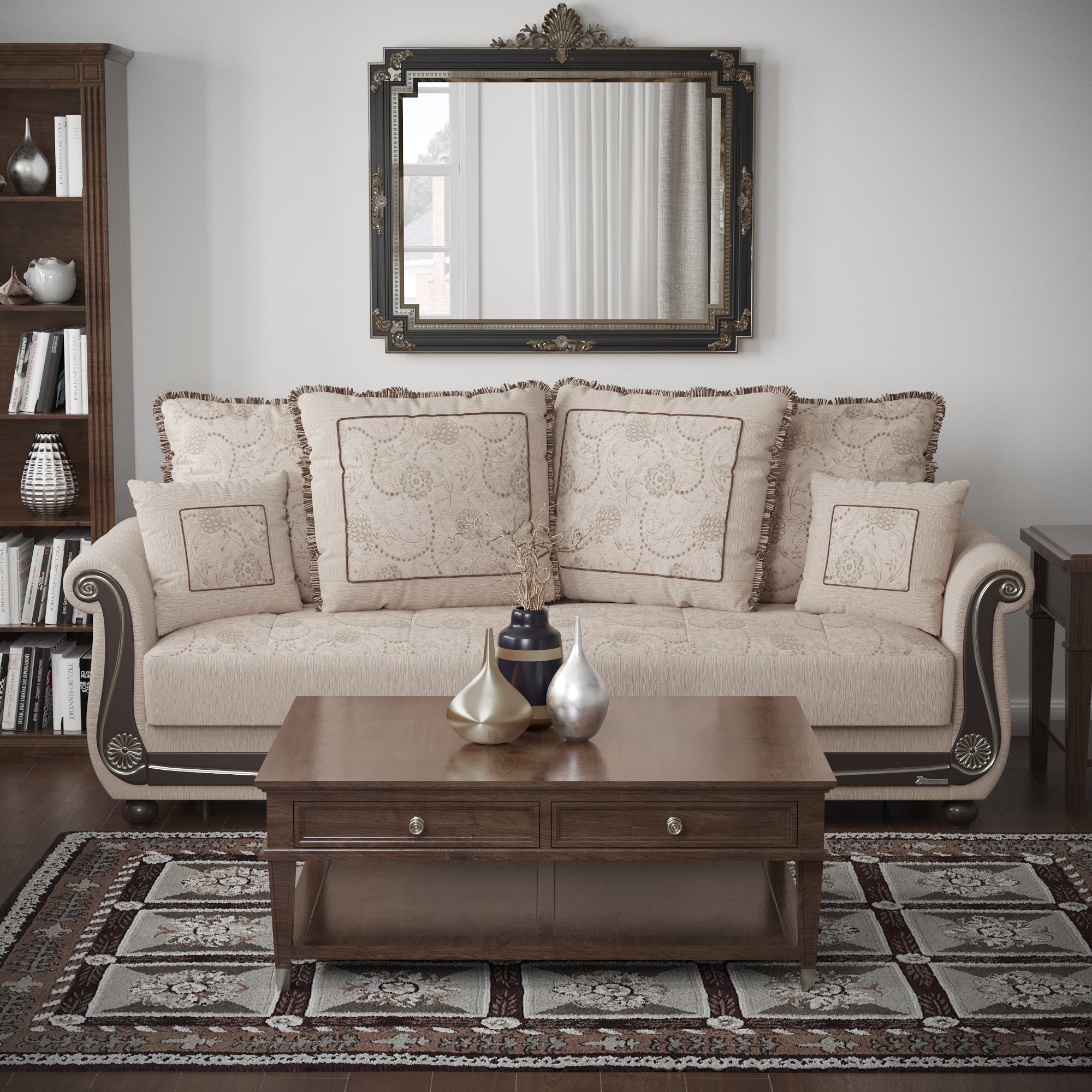 PrimeNest Timberline Collection Convertible Sofabed with Storage, Upholstered Sleeper Sofa Bed Beige ¨C Bedding Collections for Living Room & Small Spaces