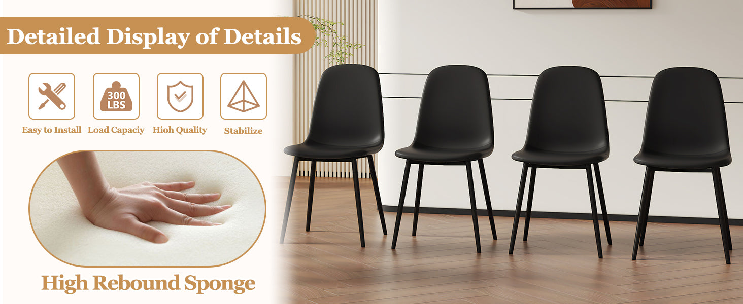 63" x 35.4" Black Marble Pattern Dining Table Set with 4 Dark Gray Linen Chairs ¨C Modern MDF Table with O-Shaped Legs, Metal Frame & Table Linens for Kitchen or Dining Room
