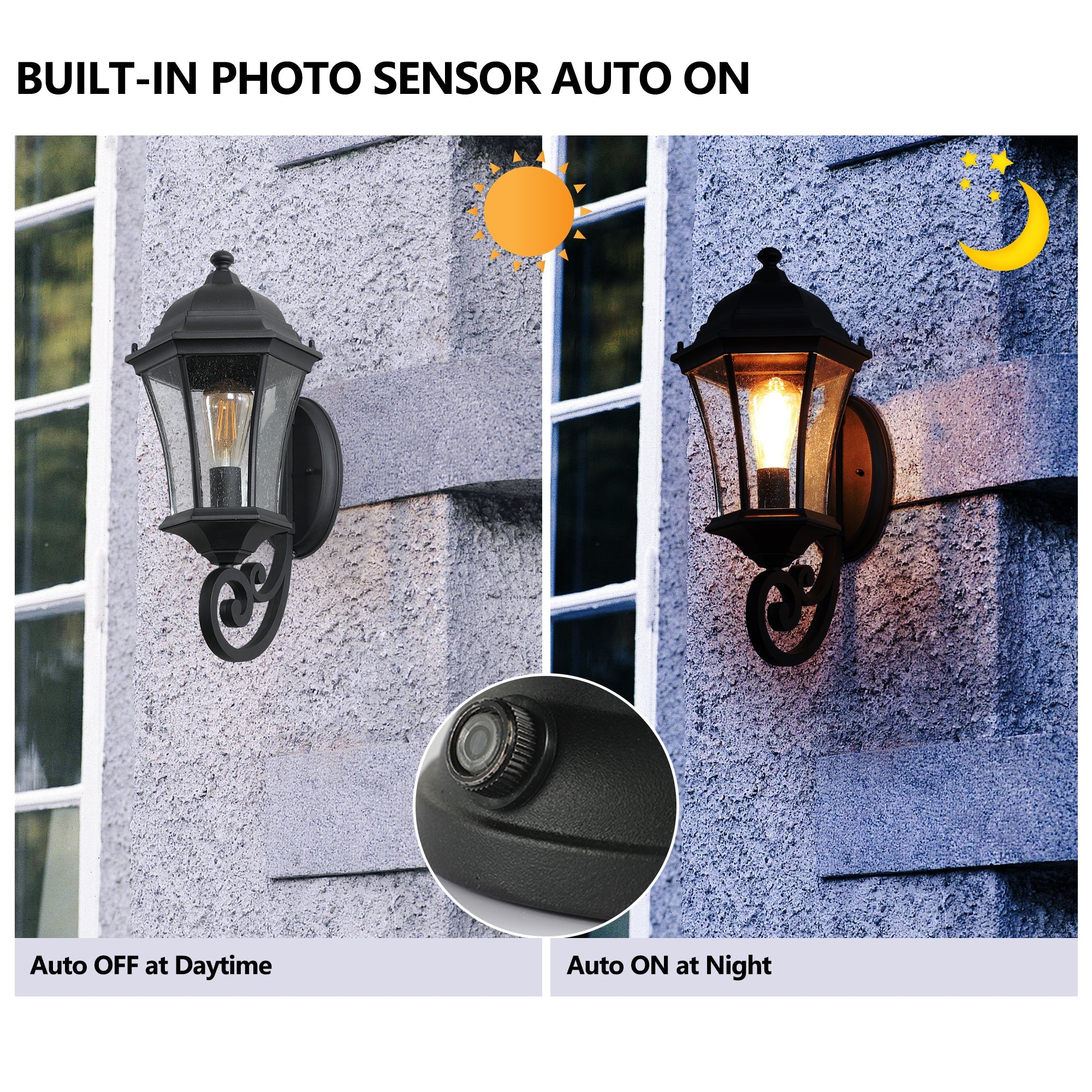 koorbiir L1 2 - Pack Outdoor Wall Lantern Lighting ¨C Vintage Black Metal Sconce for Porch, Patio & Garden (Bulbs Not Included) - Koorbiir