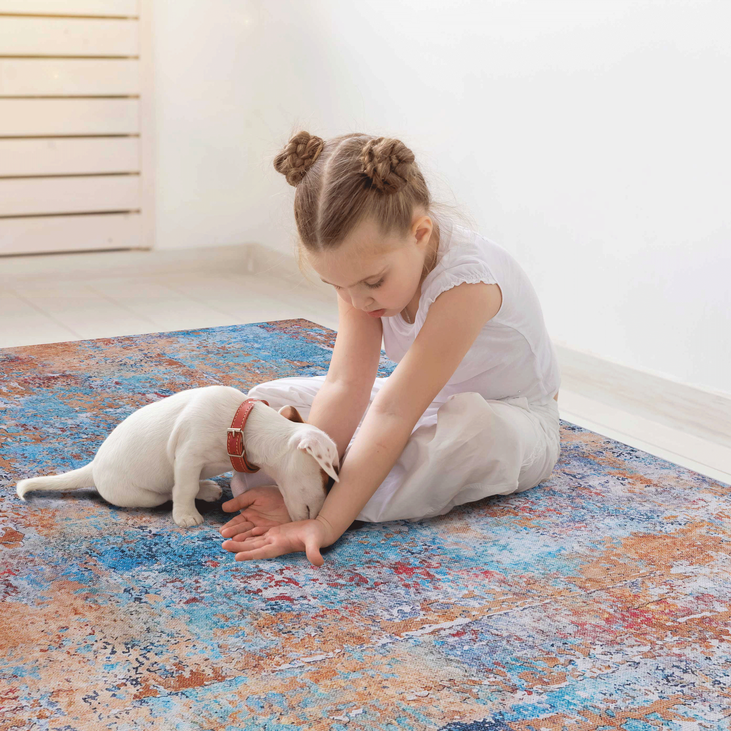 koorbiir R4 8x10 Multi-Color Washable Area Rug ¨C Durable Large Rugs for Living Room and Bedroom