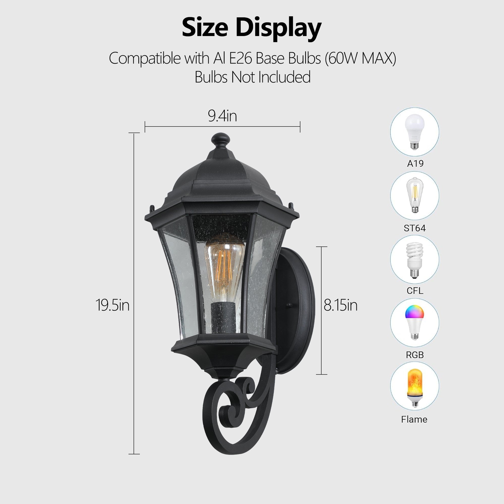 koorbiir L1 2 - Pack Outdoor Wall Lantern Lighting ¨C Vintage Black Metal Sconce for Porch, Patio & Garden (Bulbs Not Included) - Koorbiir