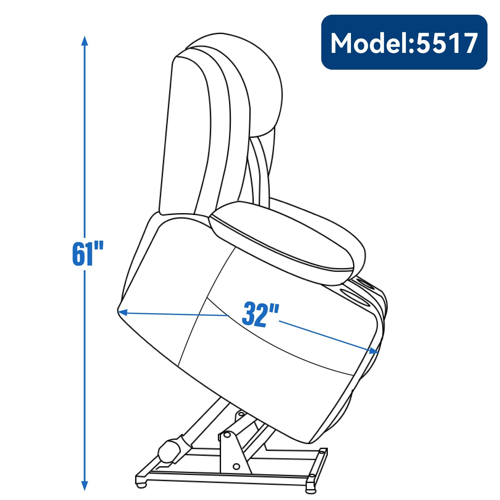 Up to 350 LBS Chenille Power Lift Massage Chair with 8 - Point Vibration, Lumbar Heating, USB & Type - C Ports, Stainless Steel Cup Holders ¨C Blue - Koorbiir