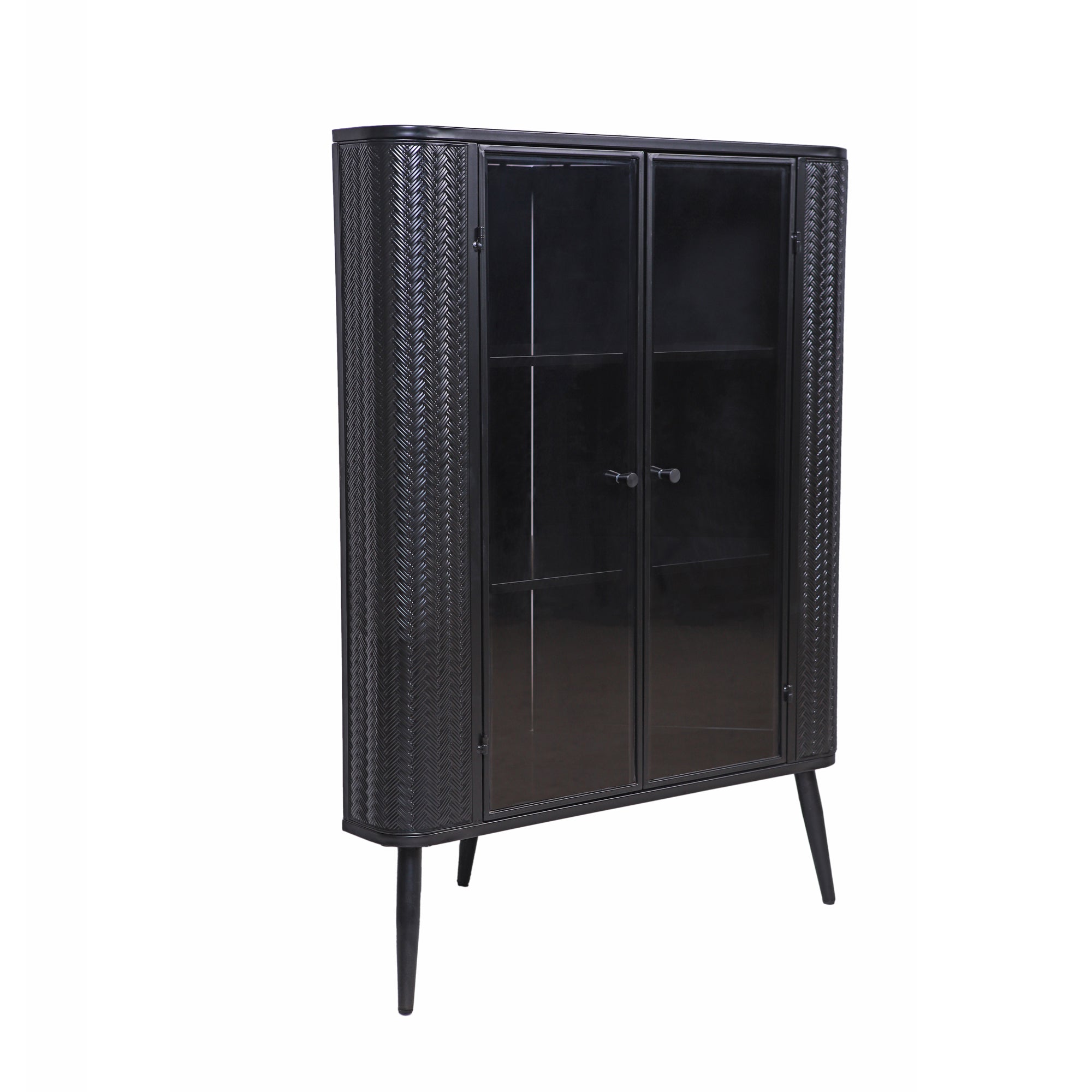 Modern 3-Tier Corner Storage Cabinet with Tempered Glass Doors ¨C Freestanding Metal Frame Organizer for Bathroom Organization, Kitchen, Bedroom, and Small Spaces