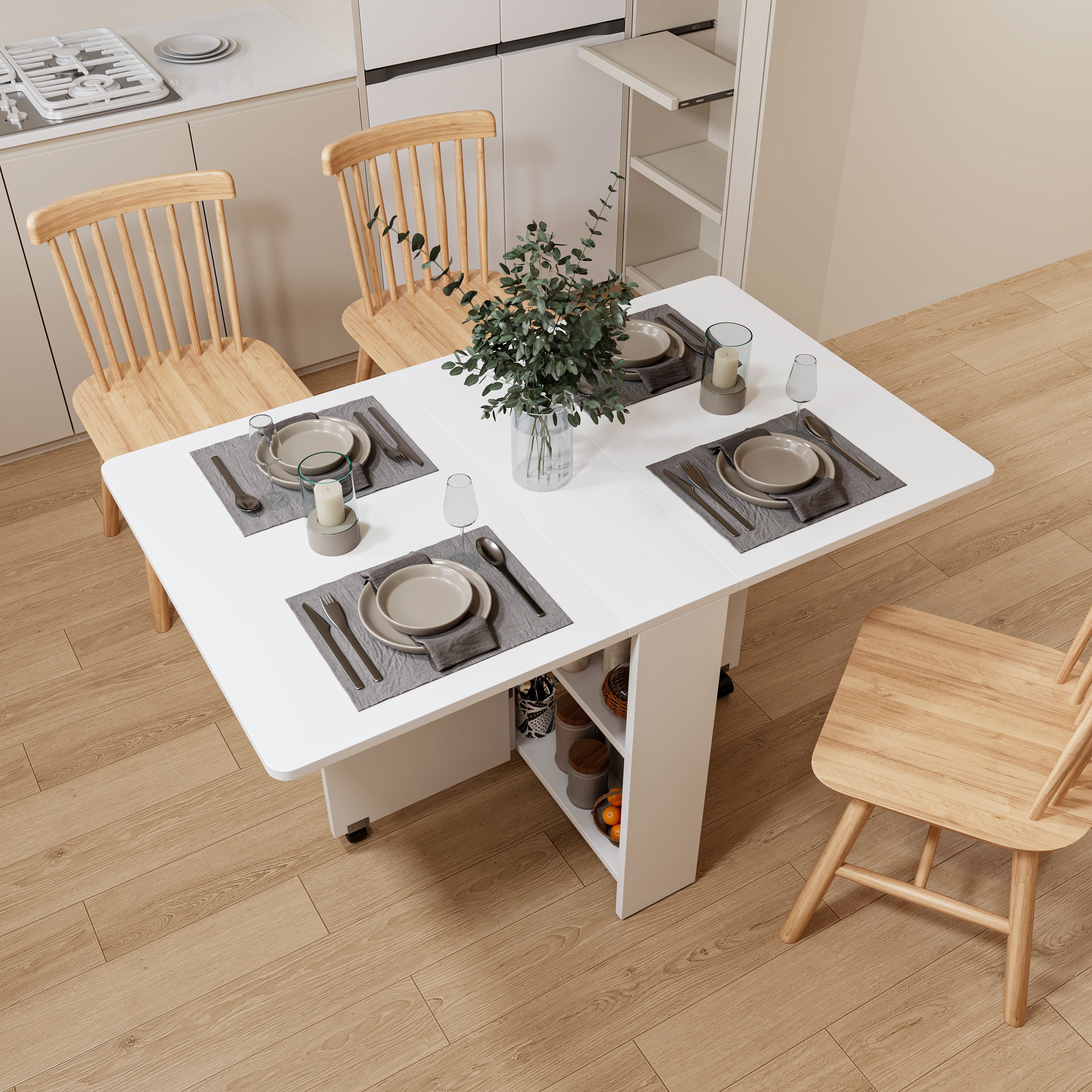 koorbiir f3 51.18 White Foldable Table ¨C Lightweight Long Table for Small Family Dining or Display Use
