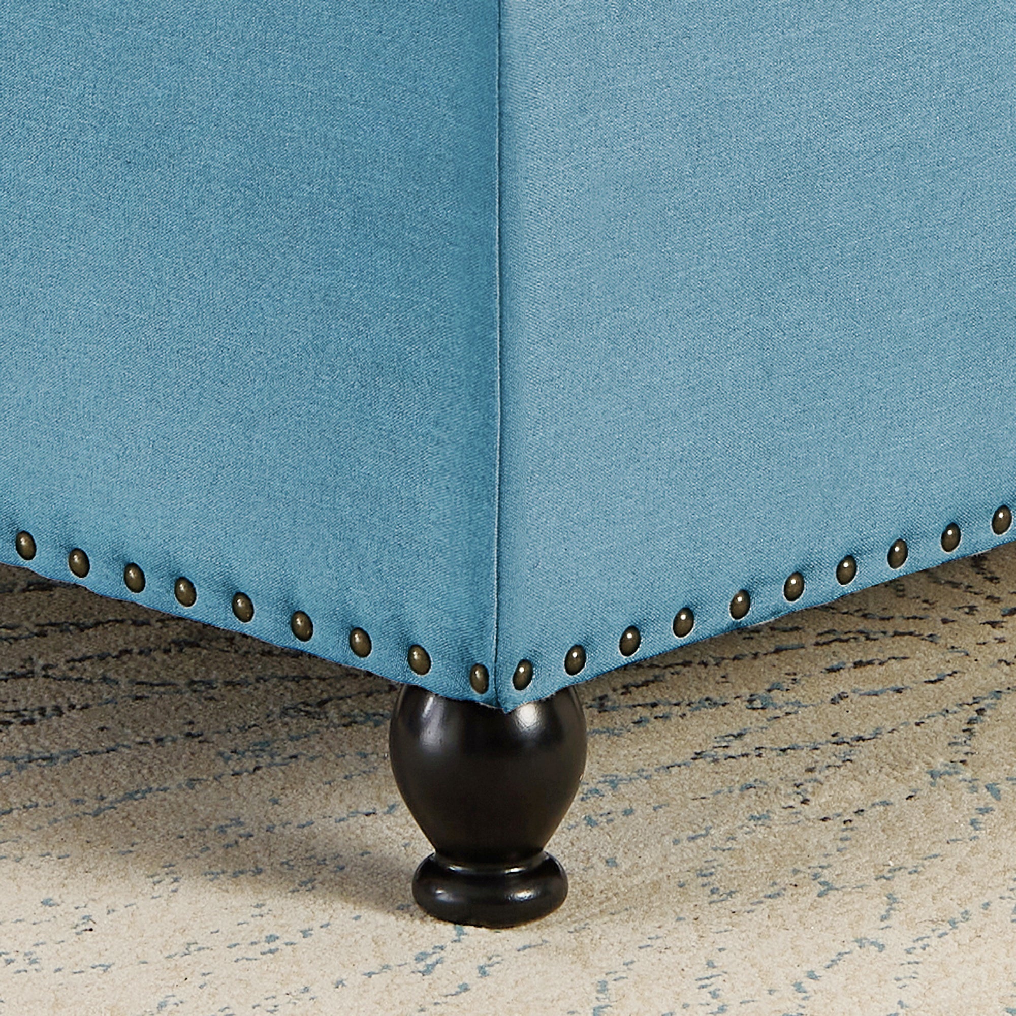 koorbiir ta4 Large Square Storage Ottoman with Wooden Legs ¨C Upholstered Button Tufted Coffee Table with Nail Trims, Multi-Functional Footrest, Table Linens for Living Space