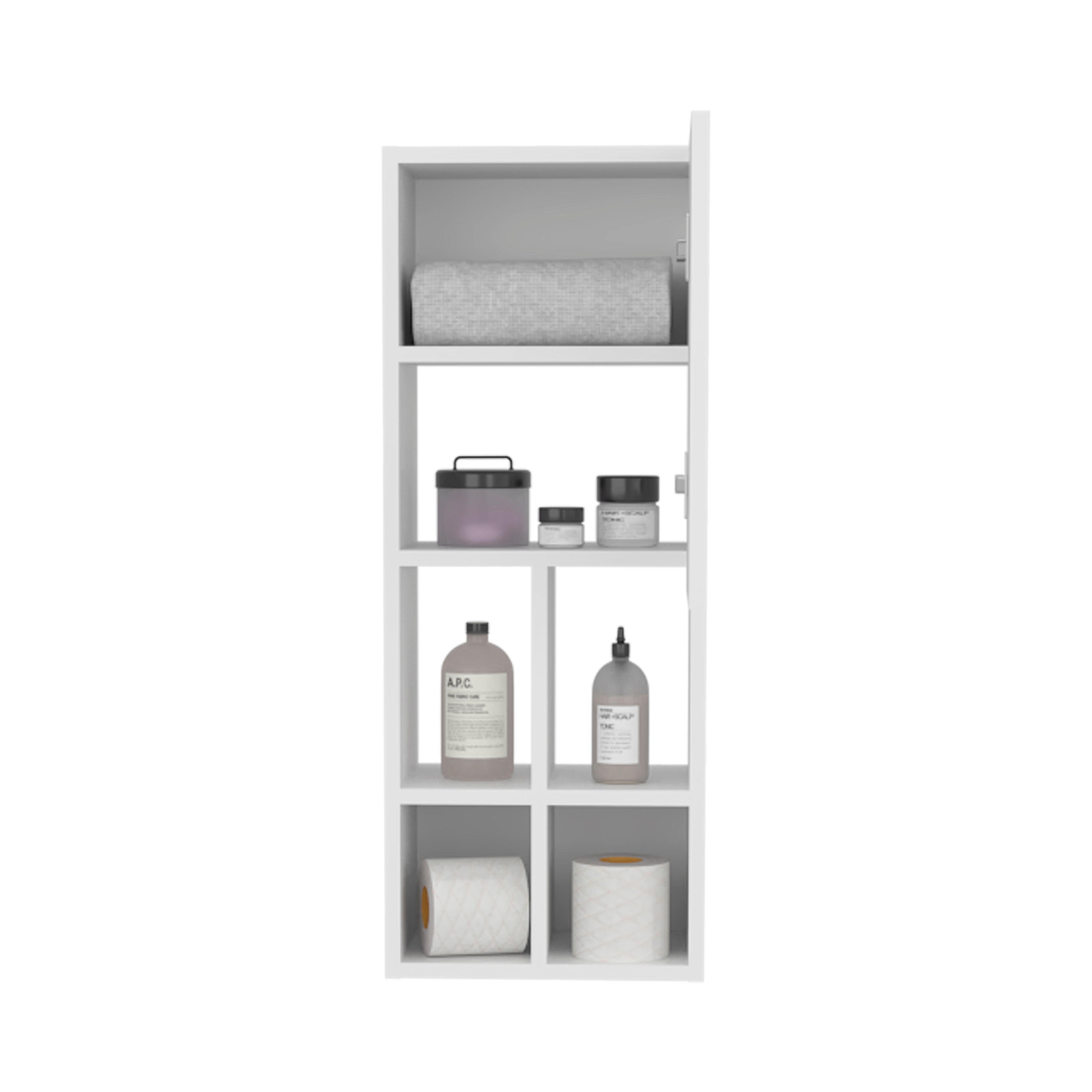 Niwot Wall-Mounted Bathroom Cabinet ¨C Single Door Organizer for Toiletries, Towels, and Bathroom Organization, White