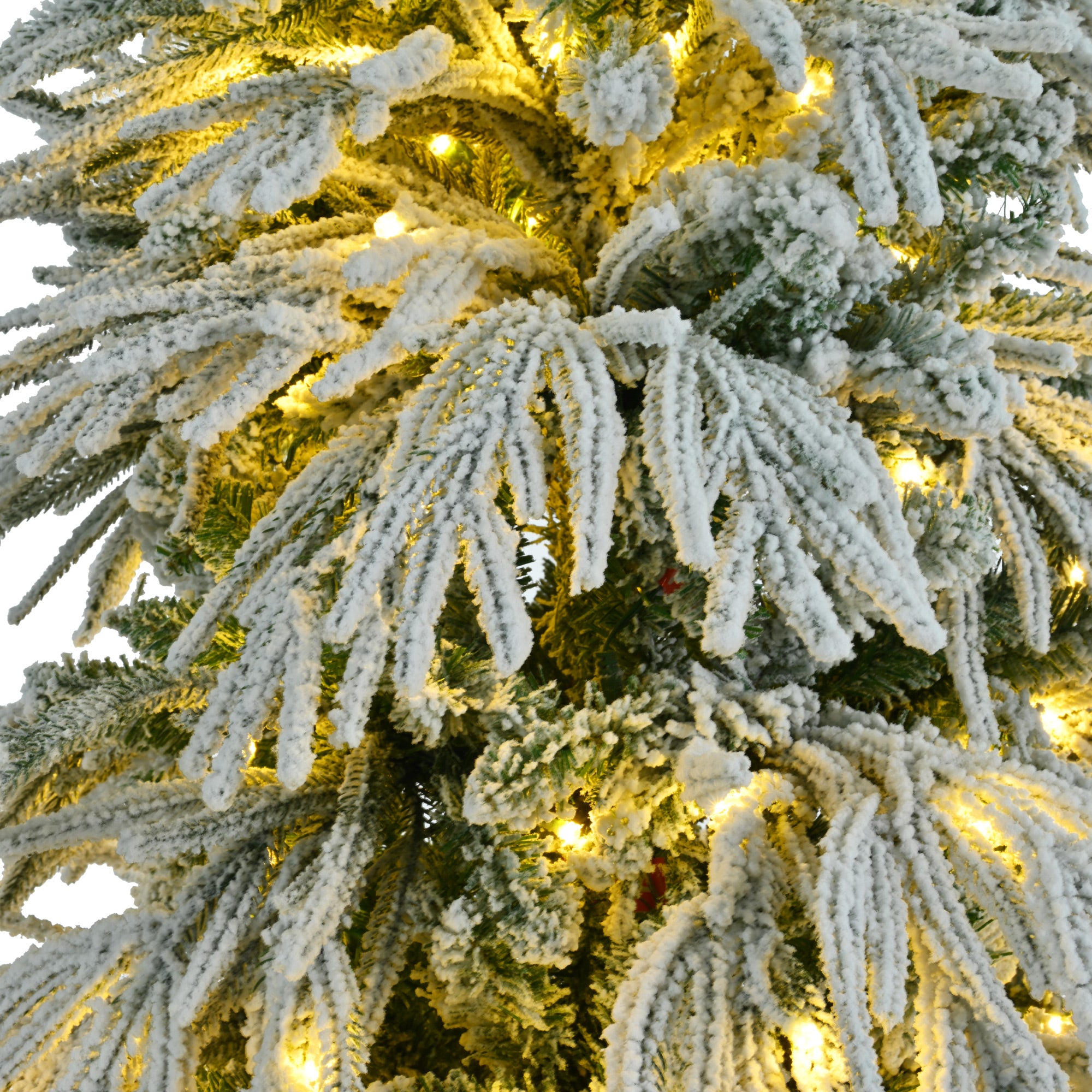 koorbiir ar1 6FT Pre-Lit Artificial Snow Flocked Christmas Tree, Hinged Xmas Tree with 300 Multi-Color LED Lights, 8 Flashing Modes & 790 Snow Branch Tips for Holiday Home & Office D¨¦cor
