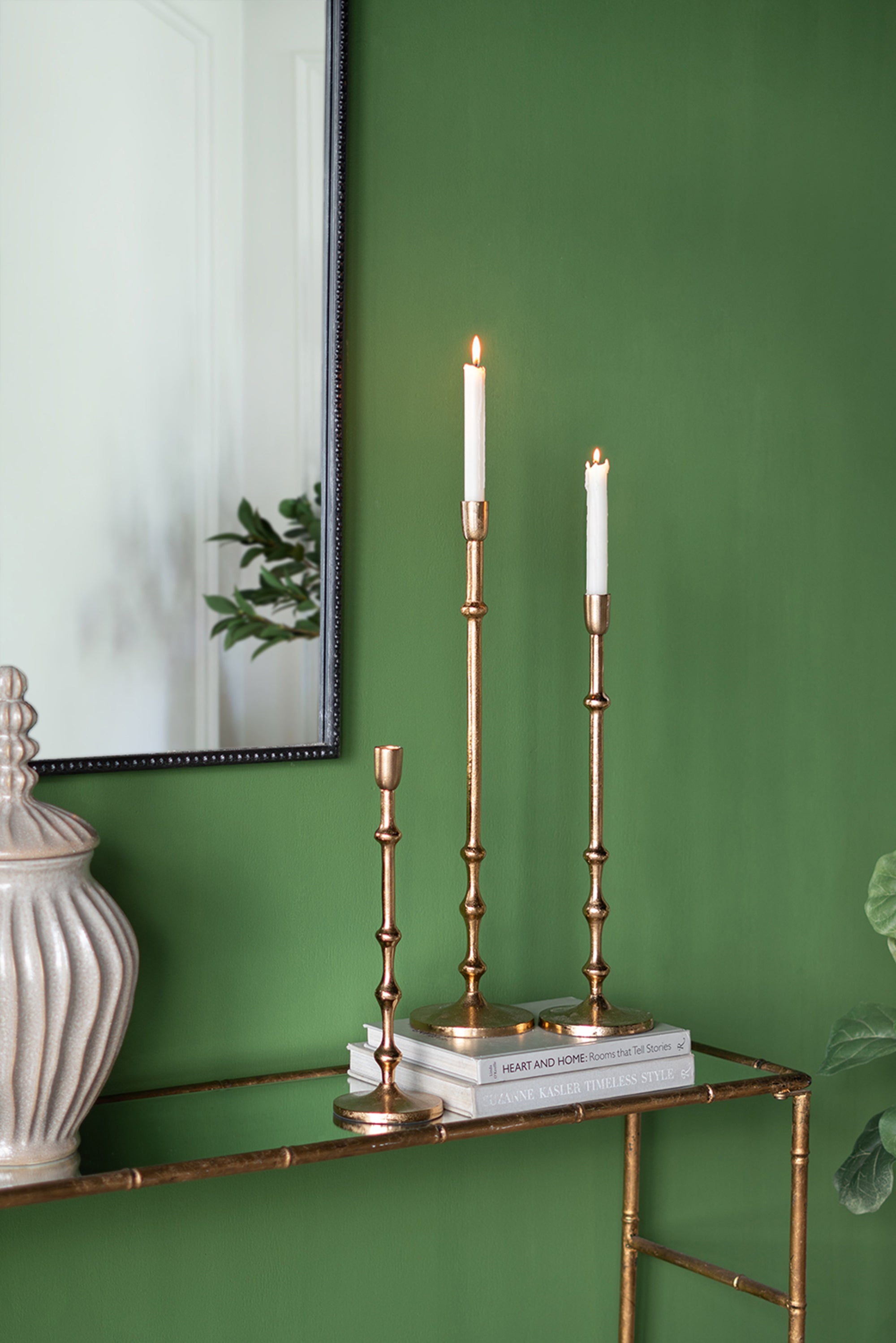 koorbiir ca2 4.5x15.5 Slender Aluminum Taper Candle Holder with Bead Accents ¨C Bronze Decorative Candle Stand for Home D¨¦cor