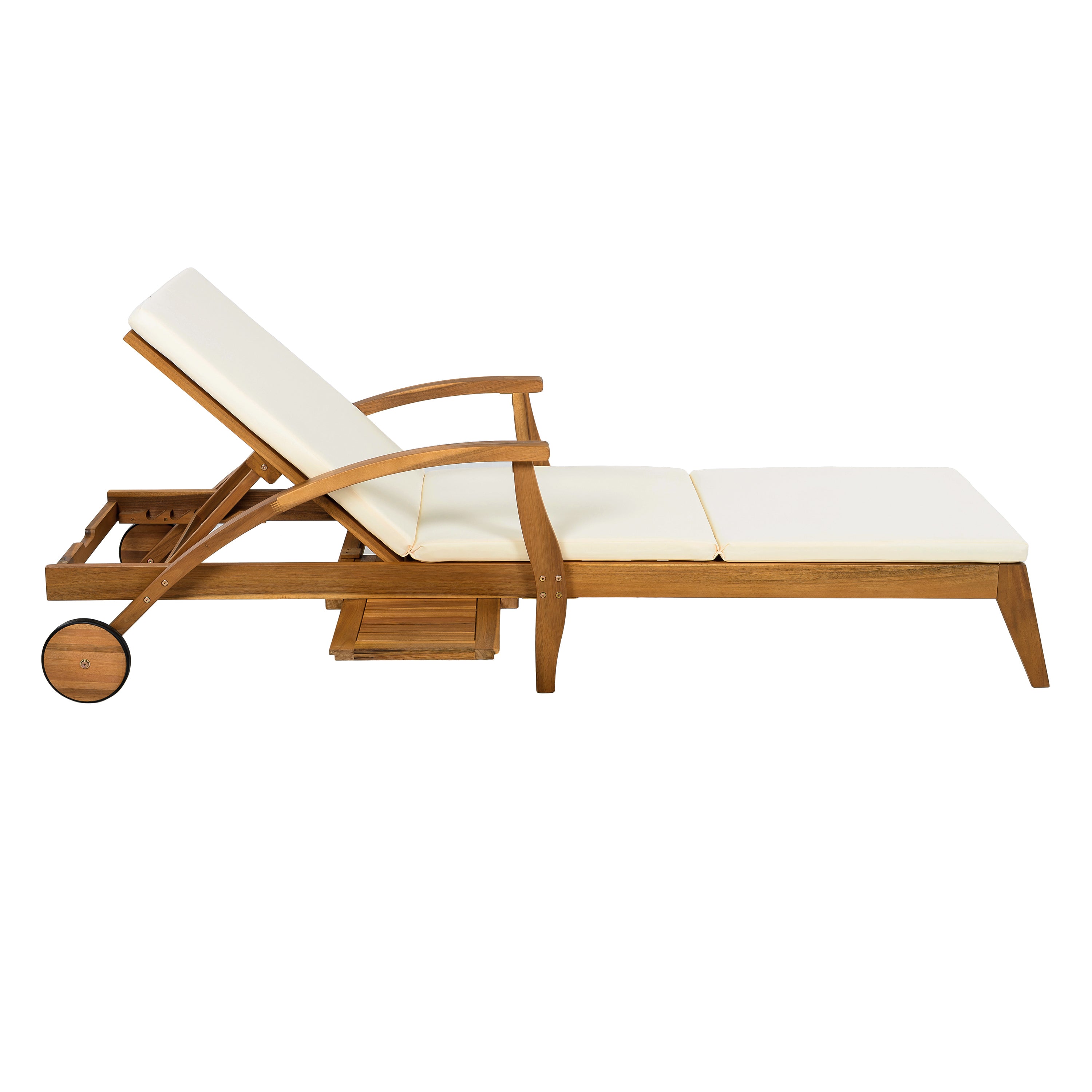 koorbiir f2 Foldable Table ¨C No Installation Needed, Adjustable Outdoor Acacia Wood Side Table in Teak Finish