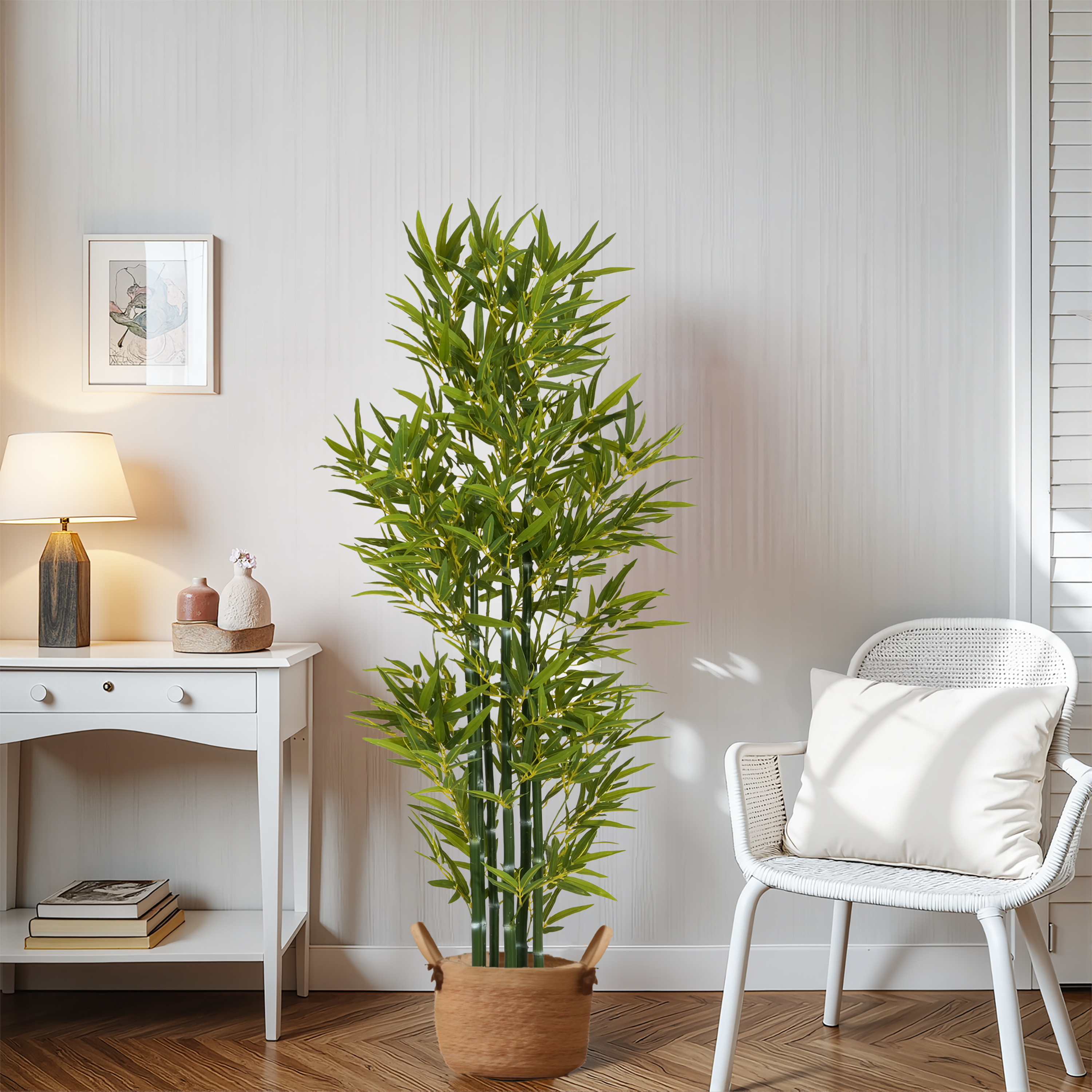 koorbiir ar6 5' Artificial Bamboo with Pot, Set of 2, Lifelike Faux Bamboo Plants for Home & Office D¨¦cor, Artificial Flowers & Greenery